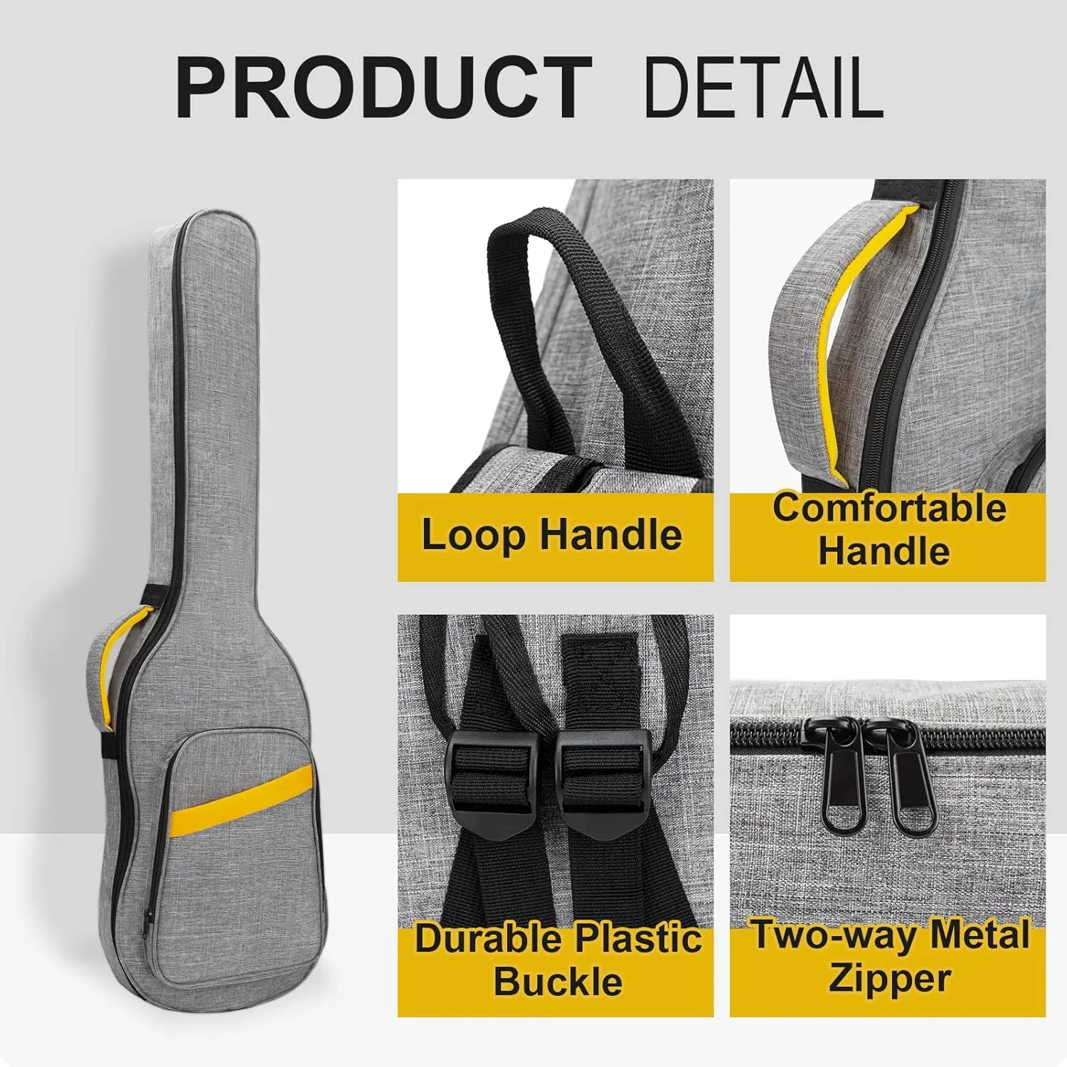 کیف گیتار باس با لایه داخلی 0.96 سانتی‌متری، ضدآب، مناسب برای گیتار باس الکتریکی، کیف نرم و پددار گیتار باس الکتریکی، خاکستری، کیف گیتار الکتریکی - خاکستری، شیک