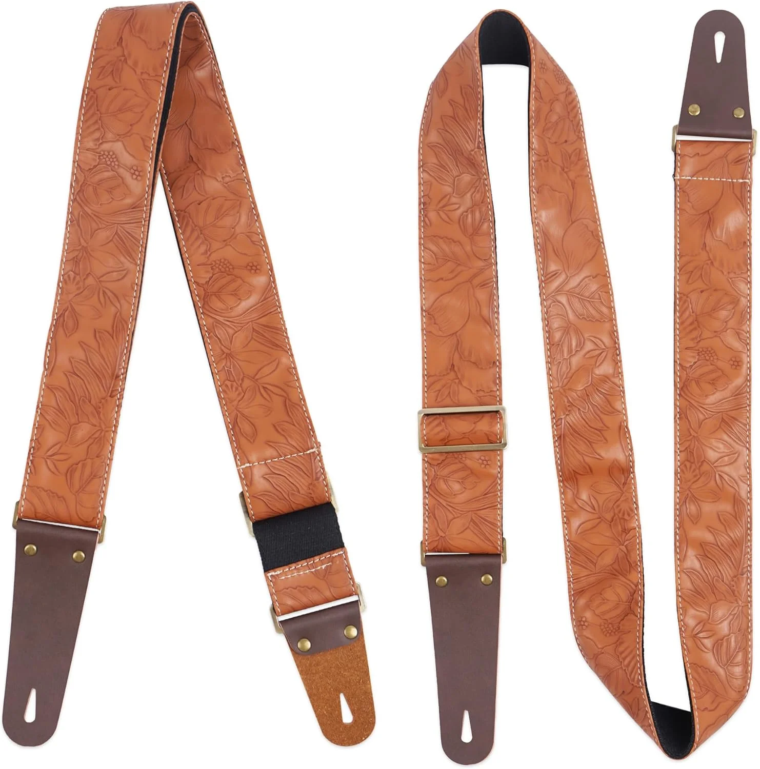 بند گیتار قابل تنظیم به همراه 2 قفل بند و 2 پیک هماهنگ. بند شانه گیتار با سر چرمی مناسب برای گیتار آکوستیک، گیتار الکتریک، هدیه کریسمس برای نوازنده گیتار