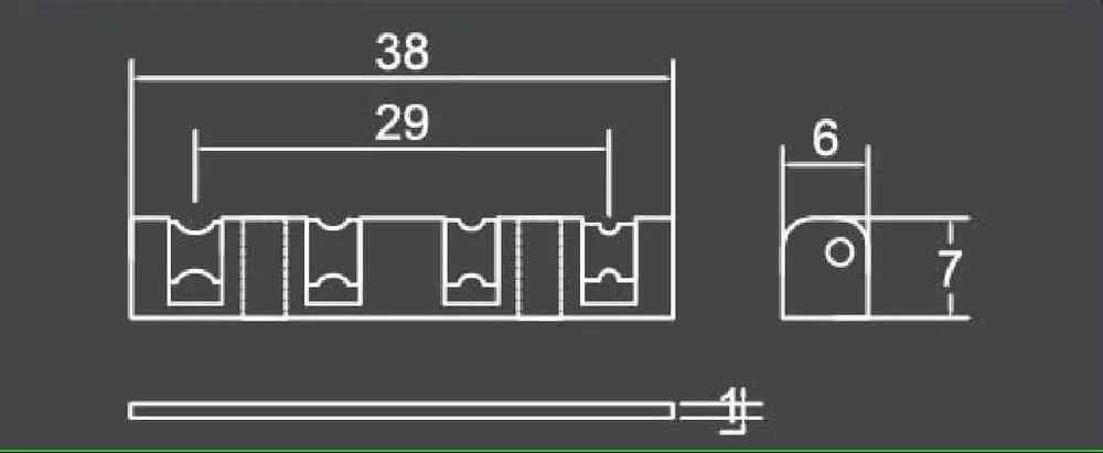 شیطانک گیتار باس 4 سیم Guyker، قابل تنظیم ارتفاع 38 میلیمتری، قطعات جایگزین با غلتک برنجی و تنظیم شکاف، 38 * 6 * 7 میلیمتر شیطانک گیتار باس 4 سیم Guyker، قابل تنظیم ارتفاع 38 میلیمتری، قطعات جایگزین با غلتک برنجی و تنظیم شکاف، 38 * 6 * 7 میلیمتر