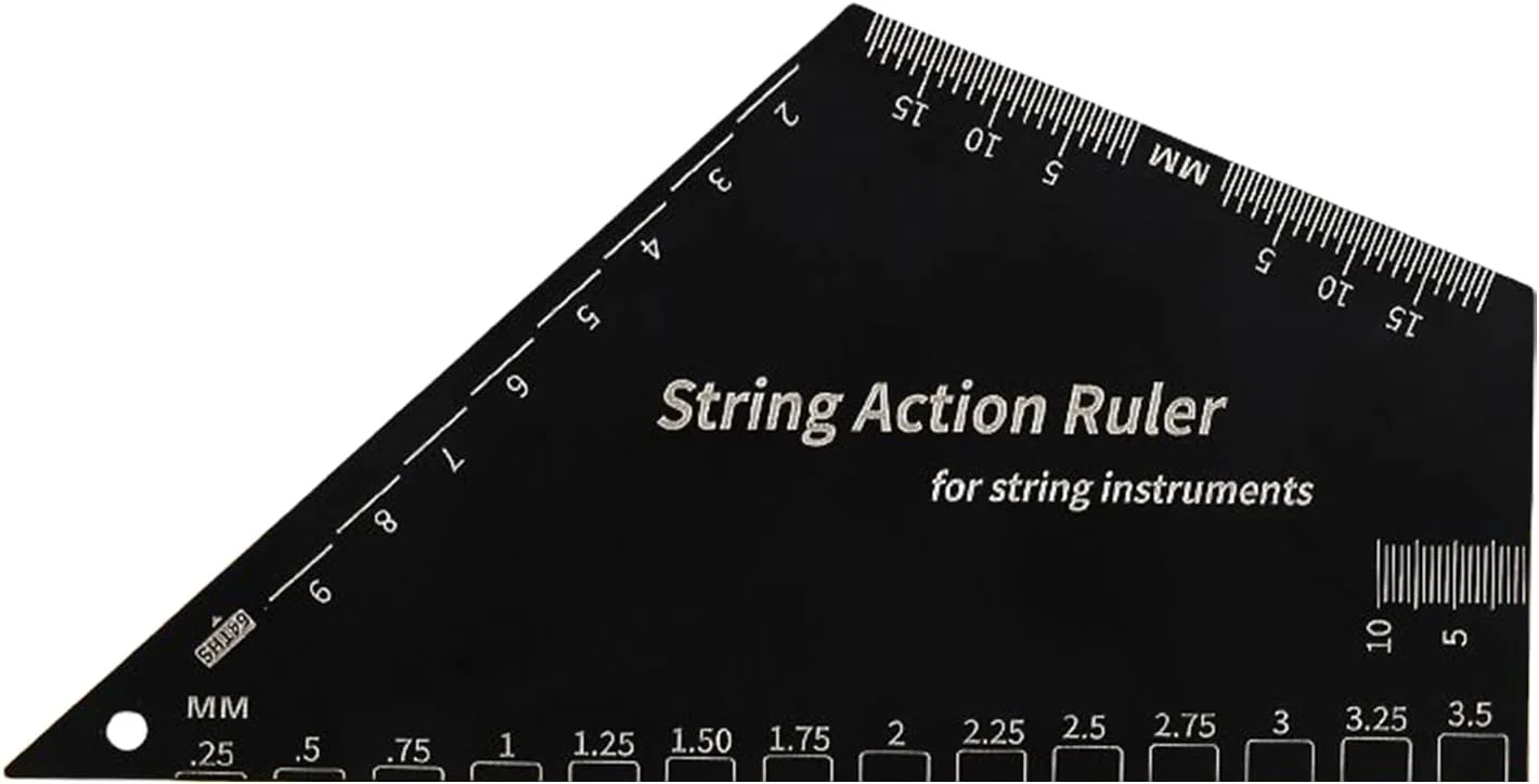 ابزار اندازه گیری اکشن سیم گیتار - ابزار اندازه گیری ارتفاع سیم گیتار باس استیل ضد زنگ | ابزار خط کش اندازه گیری دقیق برای گیتار باس، بانجو و یوکللی