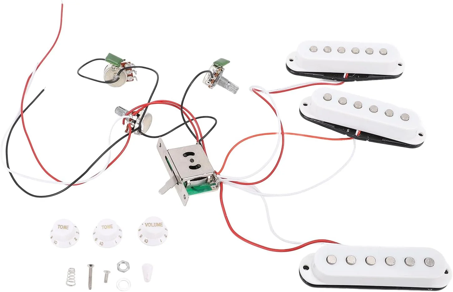 ست پیکاپ گیتار SSS، پیکاپ هامباکر گیتارهای باس با سیم پیچ سفید برای پنل گیتار الکتریک ST ست پیکاپ گیتار SSS، پیکاپ هامباکر گیتارهای باس با سیم پیچ سفید برای پنل گیتار الکتریک ST