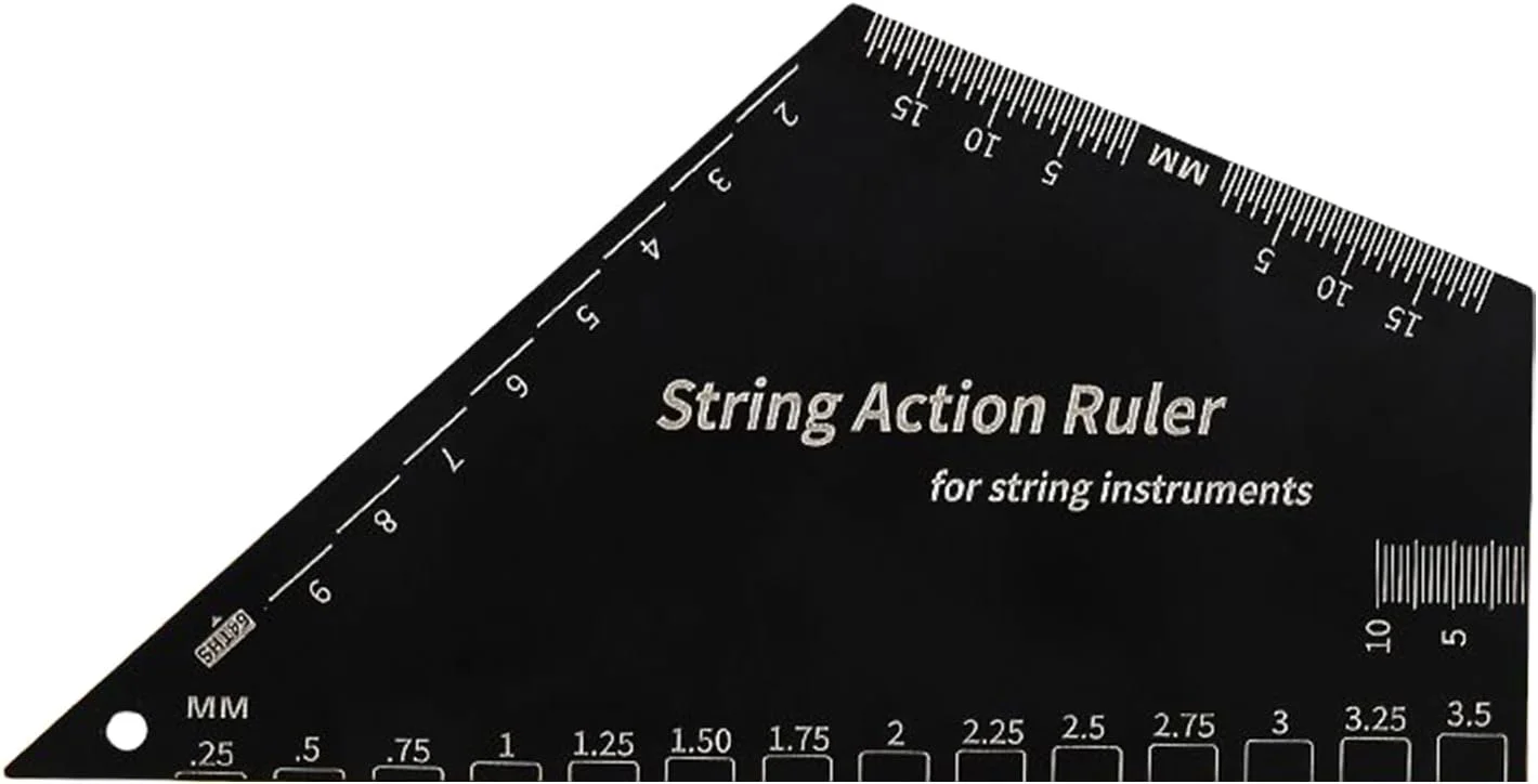 خط کش اندازه گیری اکشن گیتار - ابزار تنظیم ارتفاع سیم گیتار باس استیل ضد زنگ - ابزار خط کش اندازه گیری دقیق Luthier با فاصله دقیق برای باس، بانجو، یوکللی