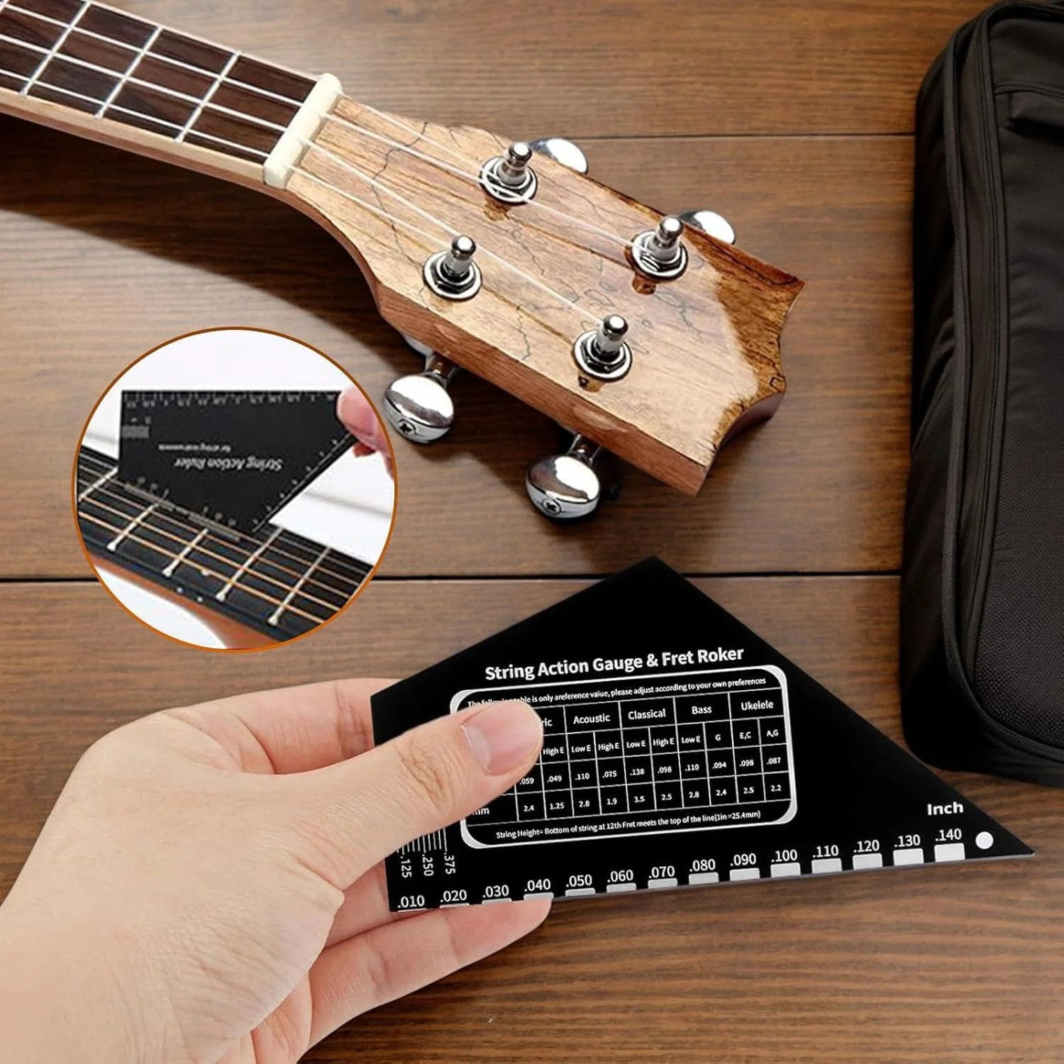 خط کش اندازه گیری اکشن گیتار - ابزار تنظیم ارتفاع سیم گیتار باس استیل ضد زنگ - ابزار خط کش اندازه گیری دقیق Luthier با فاصله دقیق برای باس، بانجو، یوکللی خط کش اندازه گیری اکشن گیتار - ابزار تنظیم ارتفاع سیم گیتار باس استیل ضد زنگ - ابزار خط کش اندازه گیری دقیق Luthier با فاصله دقیق برای باس، بانجو، یوکللی