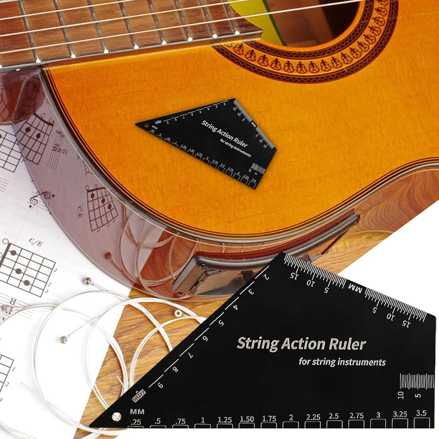 خط کش اندازه گیری اکشن گیتار - ابزار تنظیم ارتفاع سیم گیتار باس استیل ضد زنگ - ابزار خط کش اندازه گیری دقیق Luthier با فاصله دقیق برای باس، بانجو، یوکللی خط کش اندازه گیری اکشن گیتار - ابزار تنظیم ارتفاع سیم گیتار باس استیل ضد زنگ - ابزار خط کش اندازه گیری دقیق Luthier با فاصله دقیق برای باس، بانجو، یوکللی