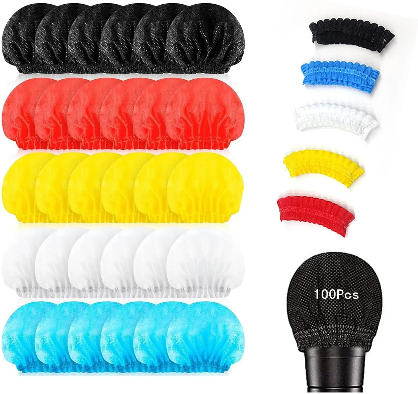 100 عدد روکش میکروفون یکبار مصرف، محافظ باد میکروفون دستی نبافته، روکش های بهداشتی میکروفون، مناسب برای KTV، کارائوکه، مصاحبه ها، استودیوهای ضبط، اجراها، سخنرانی ها