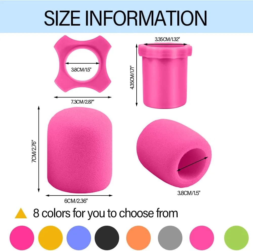 مجموعه 8 عددی حلقه سیلیکونی ضد لغزش و ضد غلتش میکروفون دستی بی سیم، روکش های فوم رنگی میکروفون برای استودیو ضبط، مصاحبه، اجرای زنده و سخنرانی