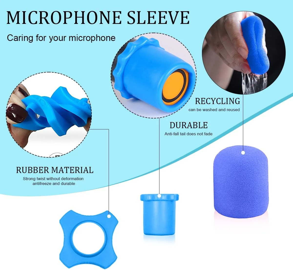مجموعه 8 عددی حلقه سیلیکونی ضد لغزش و ضد غلتش میکروفون دستی بی سیم، روکش های فوم رنگی میکروفون برای استودیو ضبط، مصاحبه، اجرای زنده و سخنرانی