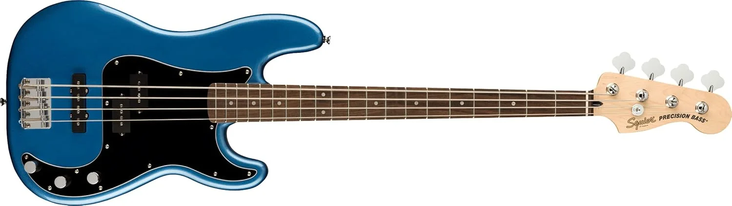 فندر اسکایر سری Affinity¹ Precision Bass® PJ، صفحه انگشت‌گذاری لورل، پیک‌گارد مشکی، آبی Lake Placid