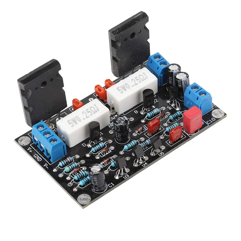 برد آمپلی فایر دیجیتال، 2SC5200+2SA1943 تک کاناله، ماژول کارت برد آمپلی فایر قدرت، دوگانه DC 10-45V، دوگانه DC 35V، آمپ 100W، برد مدار بوق بلندگو برای بلندگوهای DIY