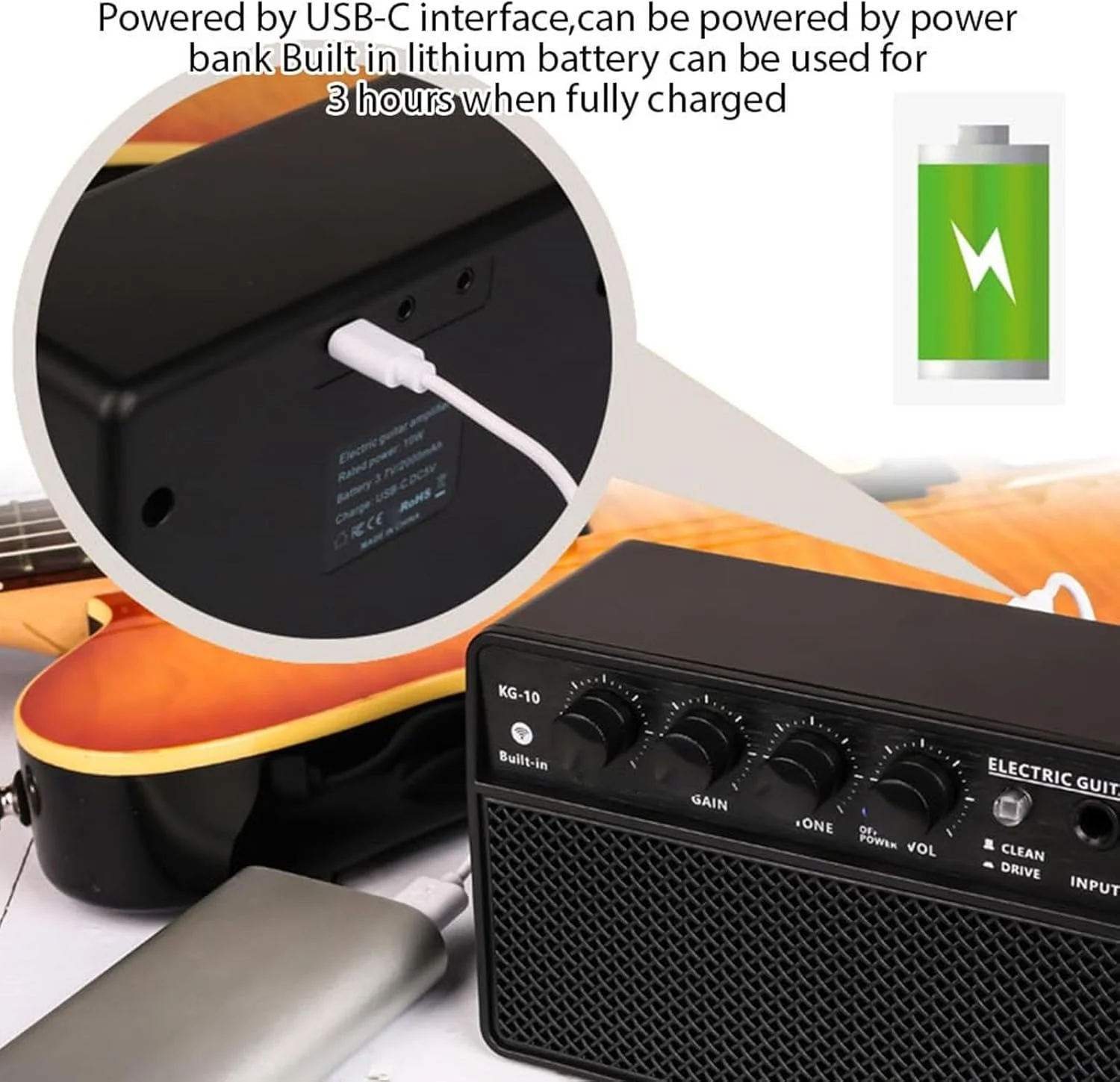 آمپلی فایر گیتار الکتریک قابل حمل Cryfokt 2000mAh، آمپلی فایر گیتار الکتریک قابل شارژ 10 واتی، آمپلی فایر گیتار کوچک با قابلیت تنظیم صدا، آمپلی فایر مینی گیتار Plug and Play برای گیتارهای الکتریک آمپلی فایر گیتار الکتریک قابل حمل Cryfokt 2000mAh، آمپلی فایر گیتار الکتریک قابل شارژ 10 واتی، آمپلی فایر گیتار کوچک با قابلیت تنظیم صدا، آمپلی فایر مینی گیتار Plug and Play برای گیتارهای الکتریک