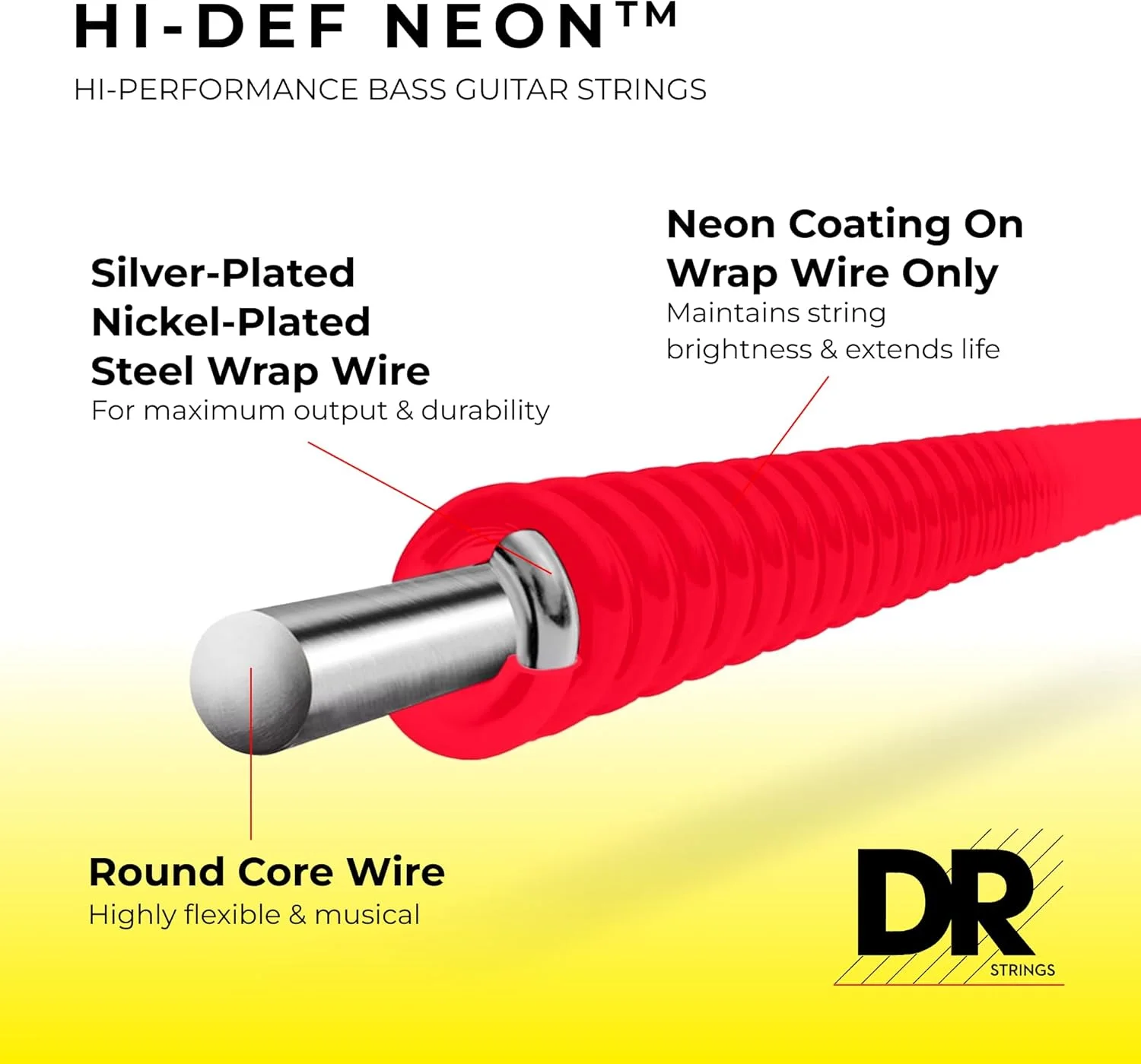 سیم های گیتار باس DR Strings HI-DEF NEON (NMCB-40)