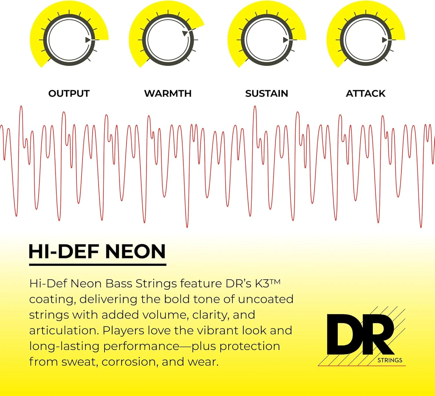 سیم های گیتار باس DR Strings HI-DEF NEON (NMCB-40)