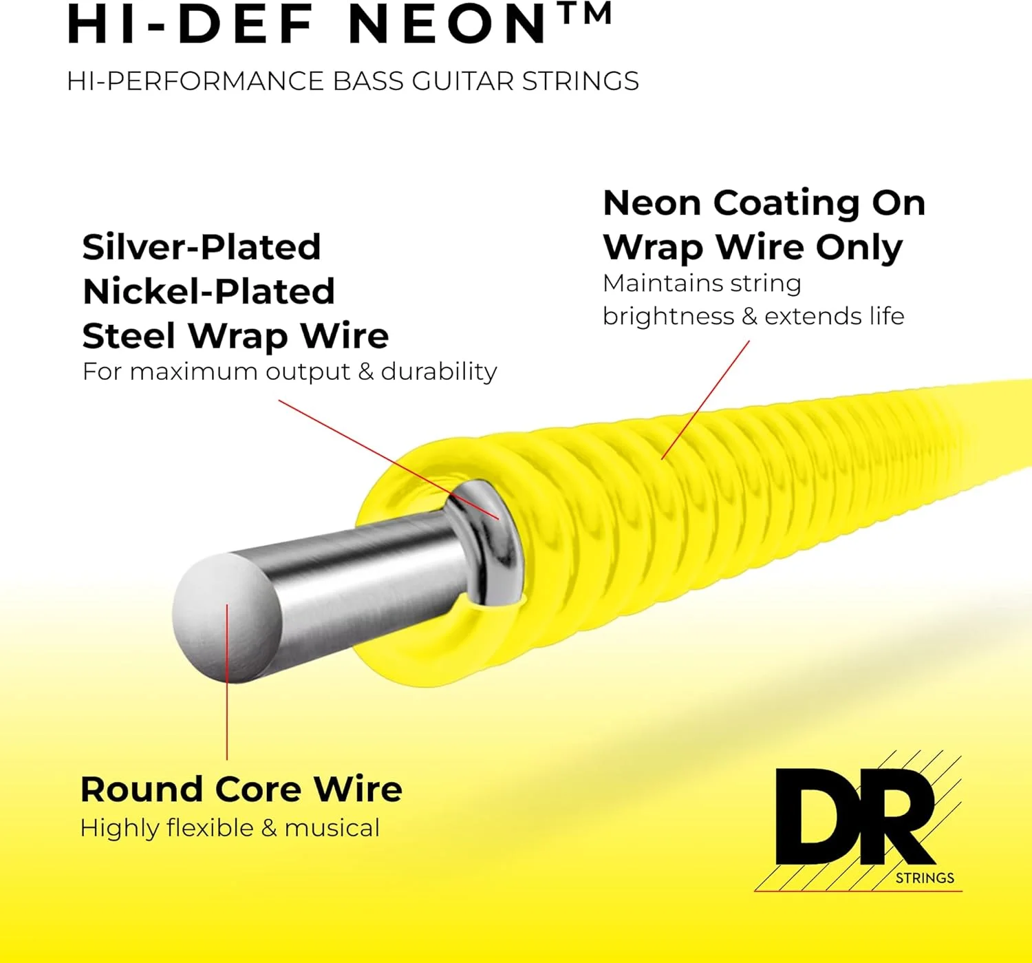 سیم های گیتار باس DR Strings Hi-Def Neon (Nmcb-45)
