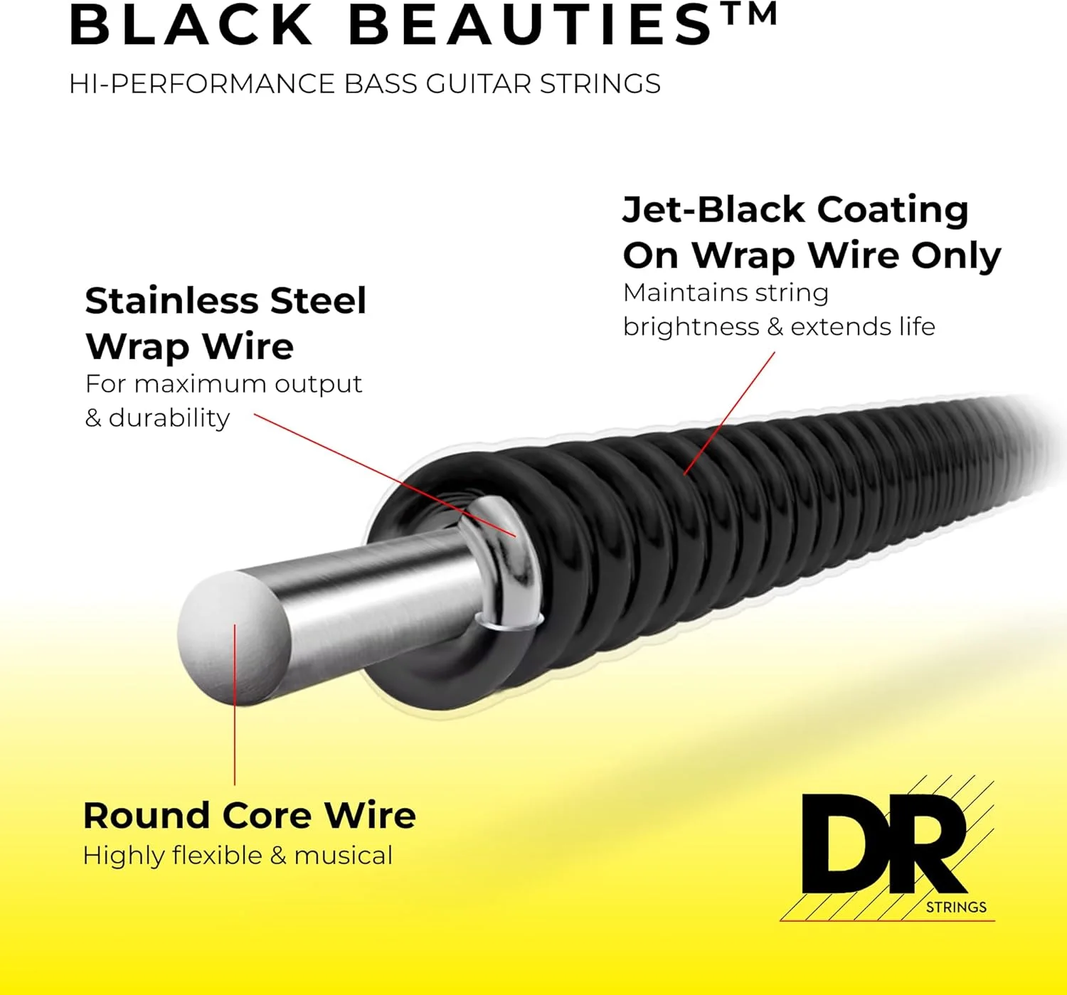 سیمهای گیتار باس مشکی DR Strings Black Beauties با روکش مشکی 45-105 (BKB-45) سیمهای گیتار باس مشکی DR Strings Black Beauties با روکش مشکی 45-105 (BKB-45)