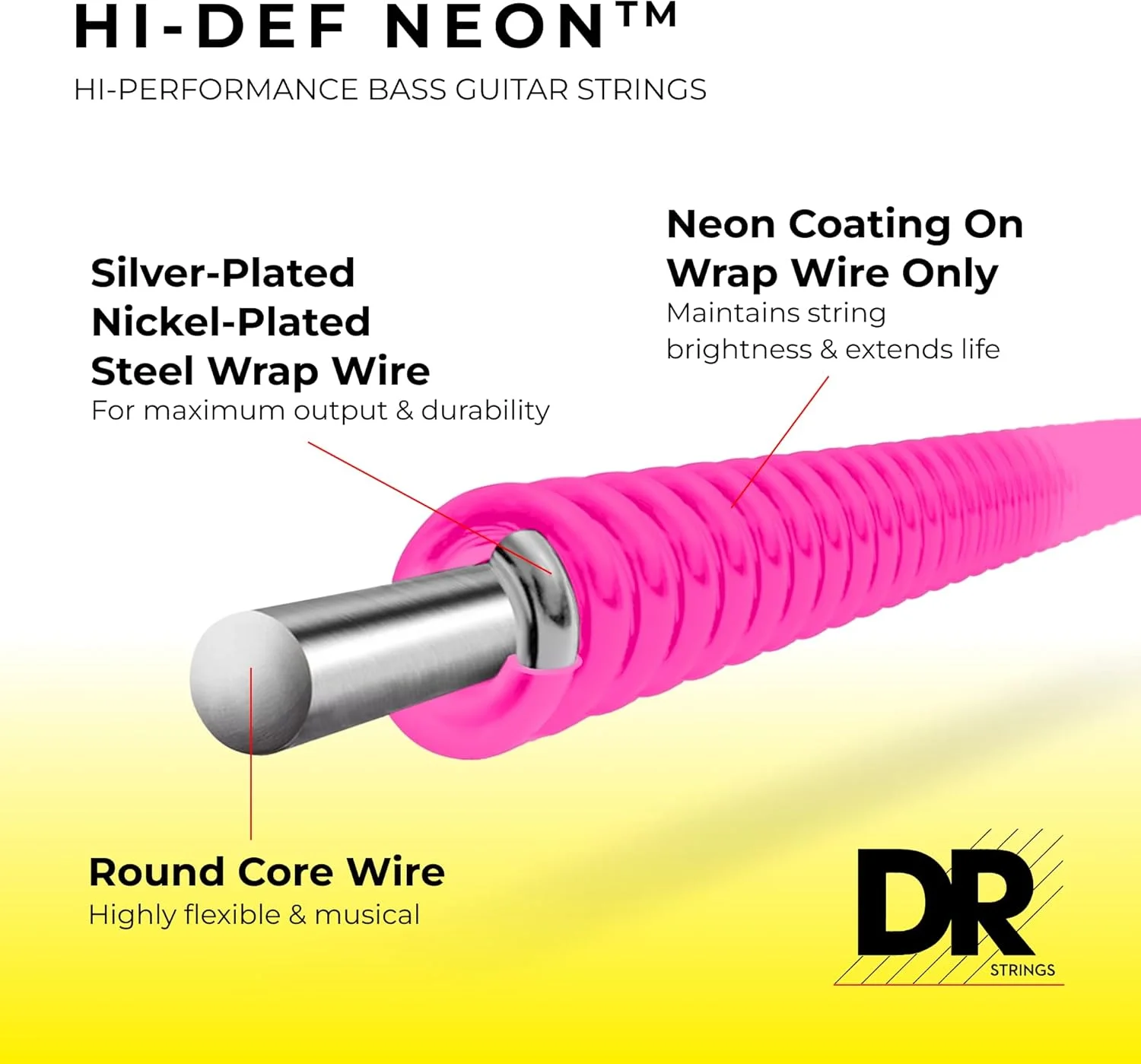 سیم های گیتار باس DR Strings HI-DEF NEON (NPB-40)