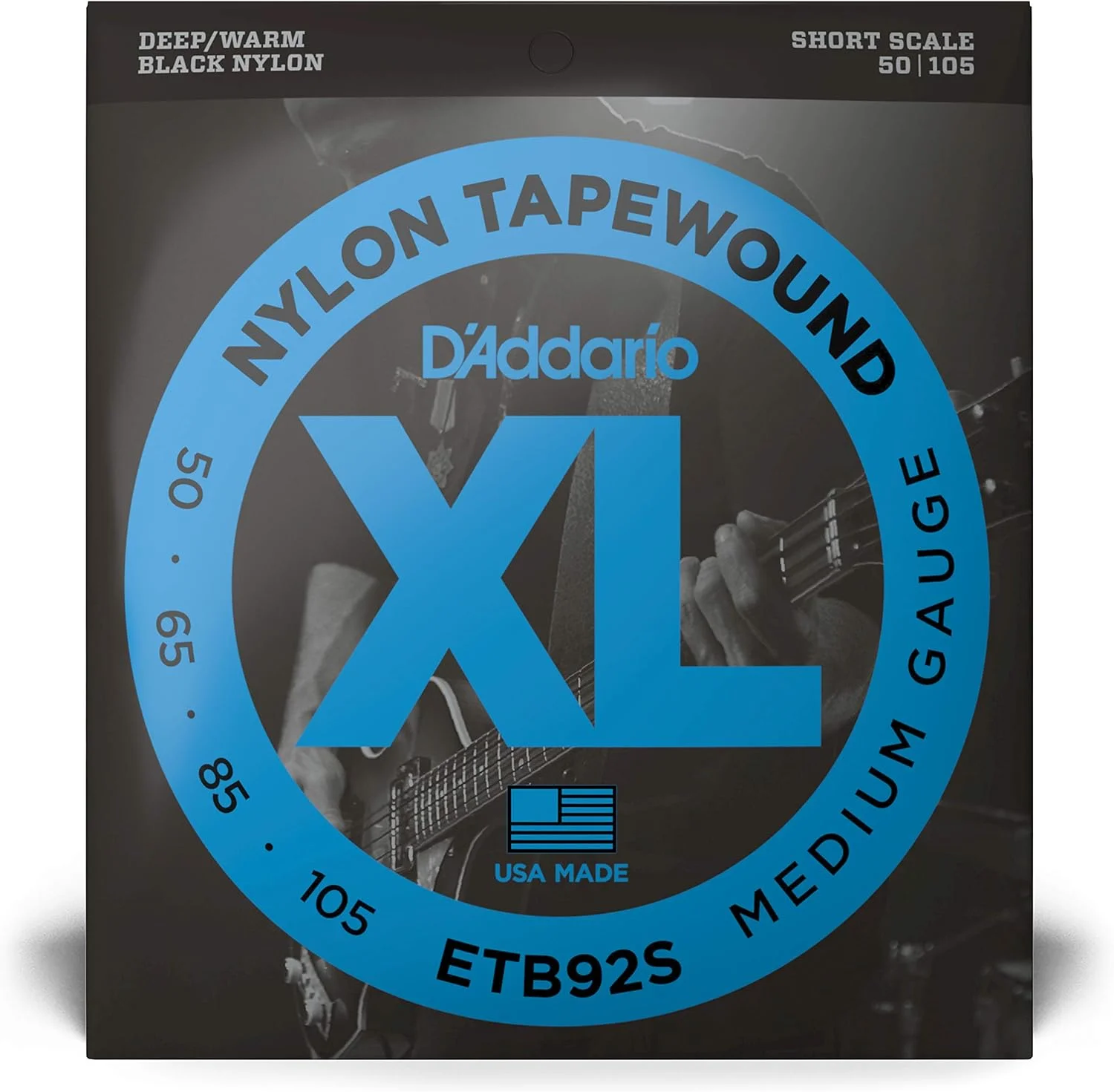 سیم های گیتار باس D'Addario ETB92S Tapewound، مدیوم، 50-105، مقیاس کوتاه