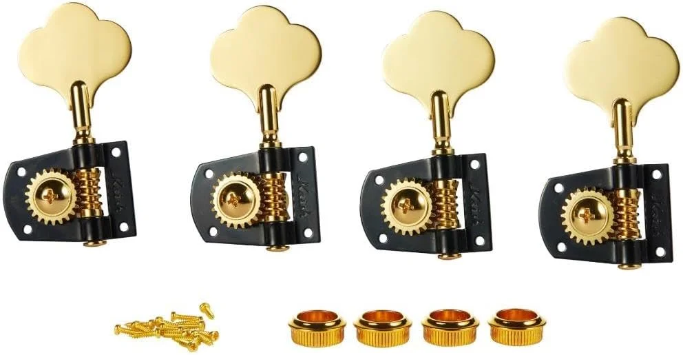 کوک های گیتار باس شبدری چپ دست 4L، سردسته های کوک گیتار باس، کلیدهای کوک باس مناسب برای گیتارهای سری امریکن استاندارد/های وی وان، مشکی با طلایی