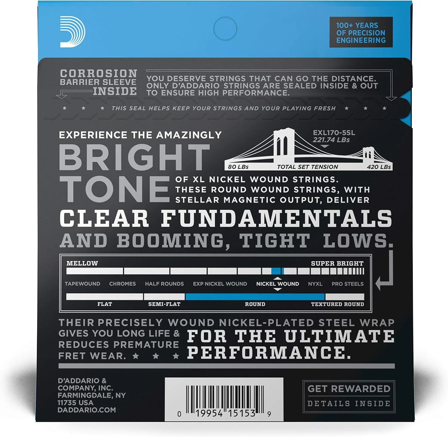 سیم گیتار باس D'Addario - سیم های باس نیکل XL - EXL170-5SL - کوک عالی، حس خوب، دوام قدرتمند - برای گیتارهای باس 5 سیم - 45-130 Regular Light 5-String، Super Long Scale سیم گیتار باس D'Addario - سیم های باس نیکل XL - EXL170-5SL - کوک عالی، حس خوب، دوام قدرتمند - برای گیتارهای باس 5 سیم - 45-130 Regular Light 5-String، Super Long Scale