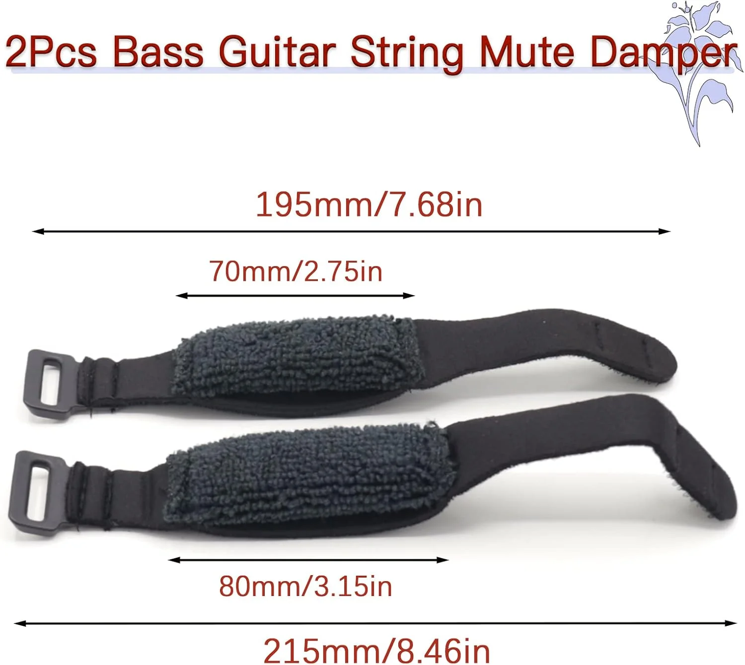 2 عدد خفه کن سیم گیتار باس، خفه کن فرت باس پنبه ای، خفه کن سیم گیتار قابل تنظیم