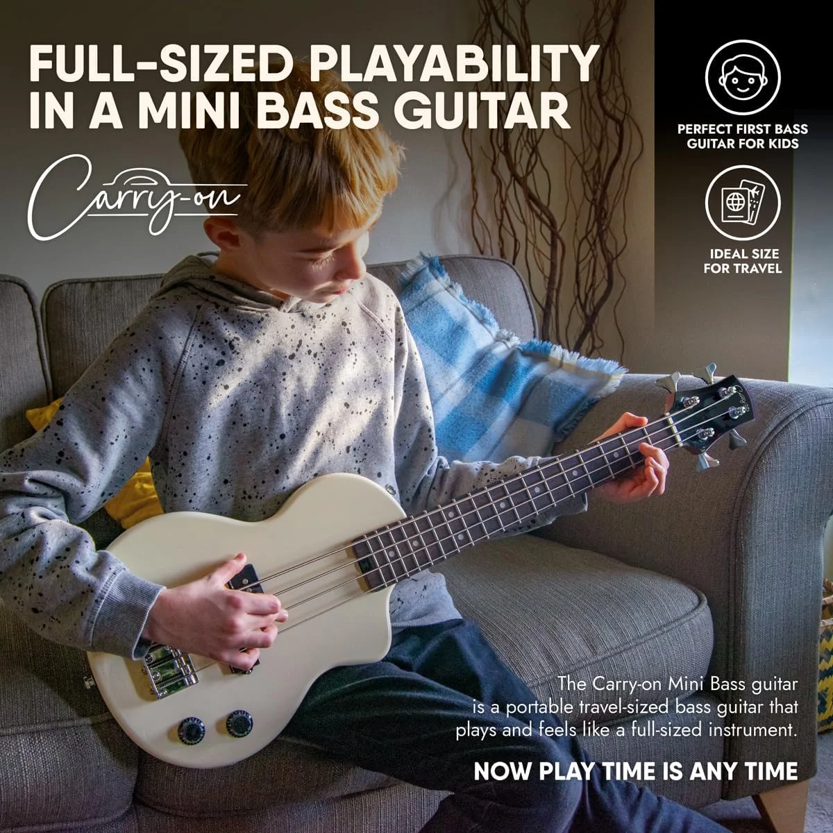 گیتار باس الکتریک کوچک Blackstar مدل Carry-on، سفید عتیقه، مناسب برای کودکان و بزرگسالان، مبتدیان و مسافرت گیتار باس الکتریک کوچک Blackstar مدل Carry-on، سفید عتیقه، مناسب برای کودکان و بزرگسالان، مبتدیان و مسافرت