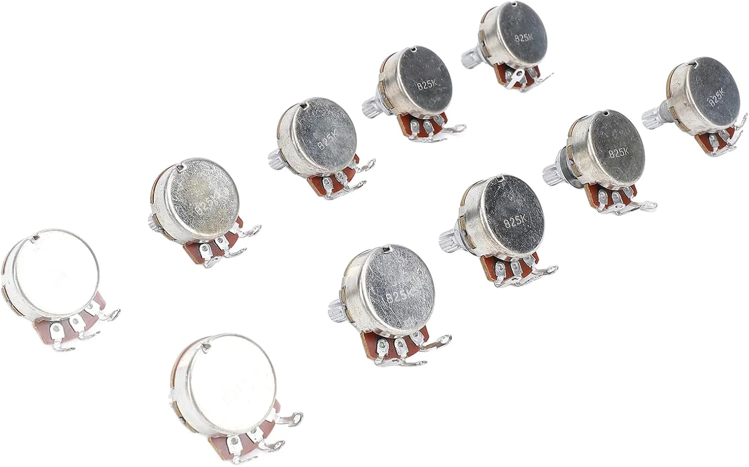 پتانسیومتر گیتار با شفت 18 میلی‌متری 25 کیلواهم 10 عددی، کنترل صدا برای گیتار الکتریک باس، جنس فلزی مناسب برای LP و سایر گیتارهای الکتریکی (B25K)