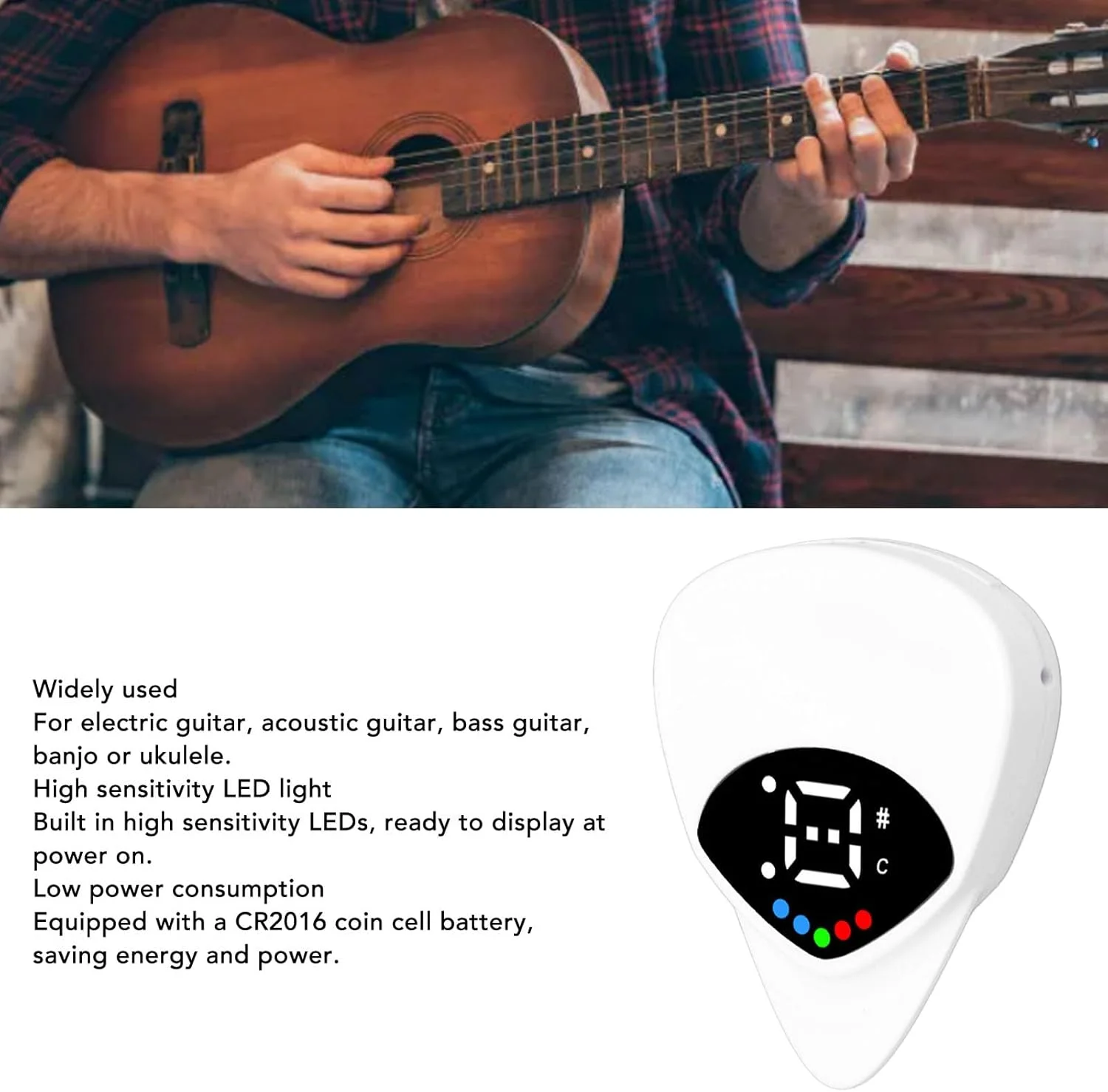 کوککننده پیک گیتار 2 در 1 با صفحه نمایش LED، کوککننده الکترونیکی با باتری برای گیتار آکوستیک و الکتریک، باس، یوکللی، بانجو | Afinador De Guitarra کوککننده پیک گیتار 2 در 1 با صفحه نمایش LED، کوککننده الکترونیکی با باتری برای گیتار آکوستیک و الکتریک، باس، یوکللی، بانجو | Afinador De Guitarra