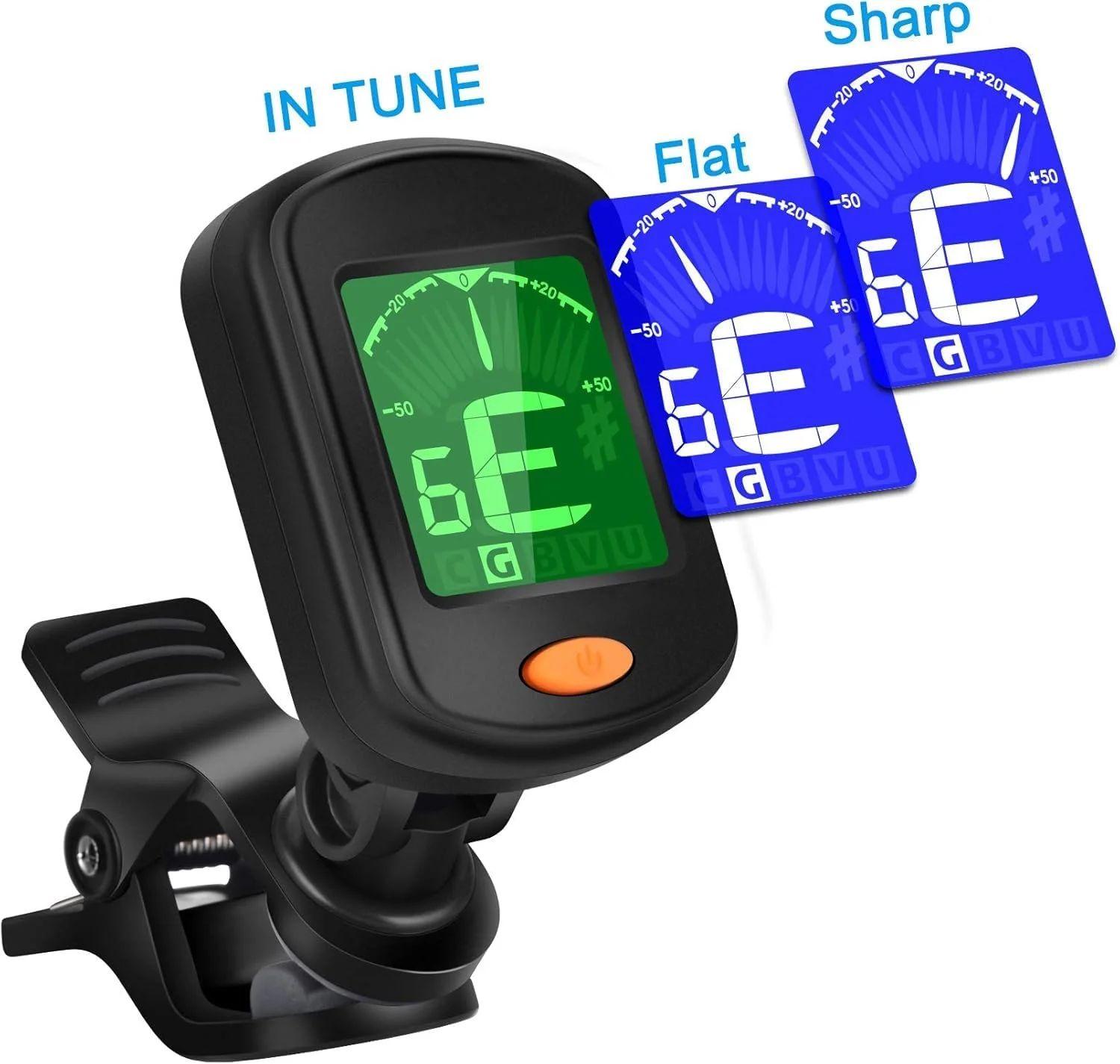 تیونر دیجیتال گیره ای گیتار با صفحه نمایش LCD چرخان به همراه 5 پیک برای سازهای زهی گیتار، باس، یوکللی، ویولن، کروماتیک - مشکی