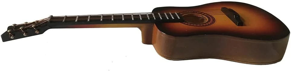 مدل مینی گیتار باس الکتریکی قهوه ای ALANO به همراه استند (18 سانتی متر)