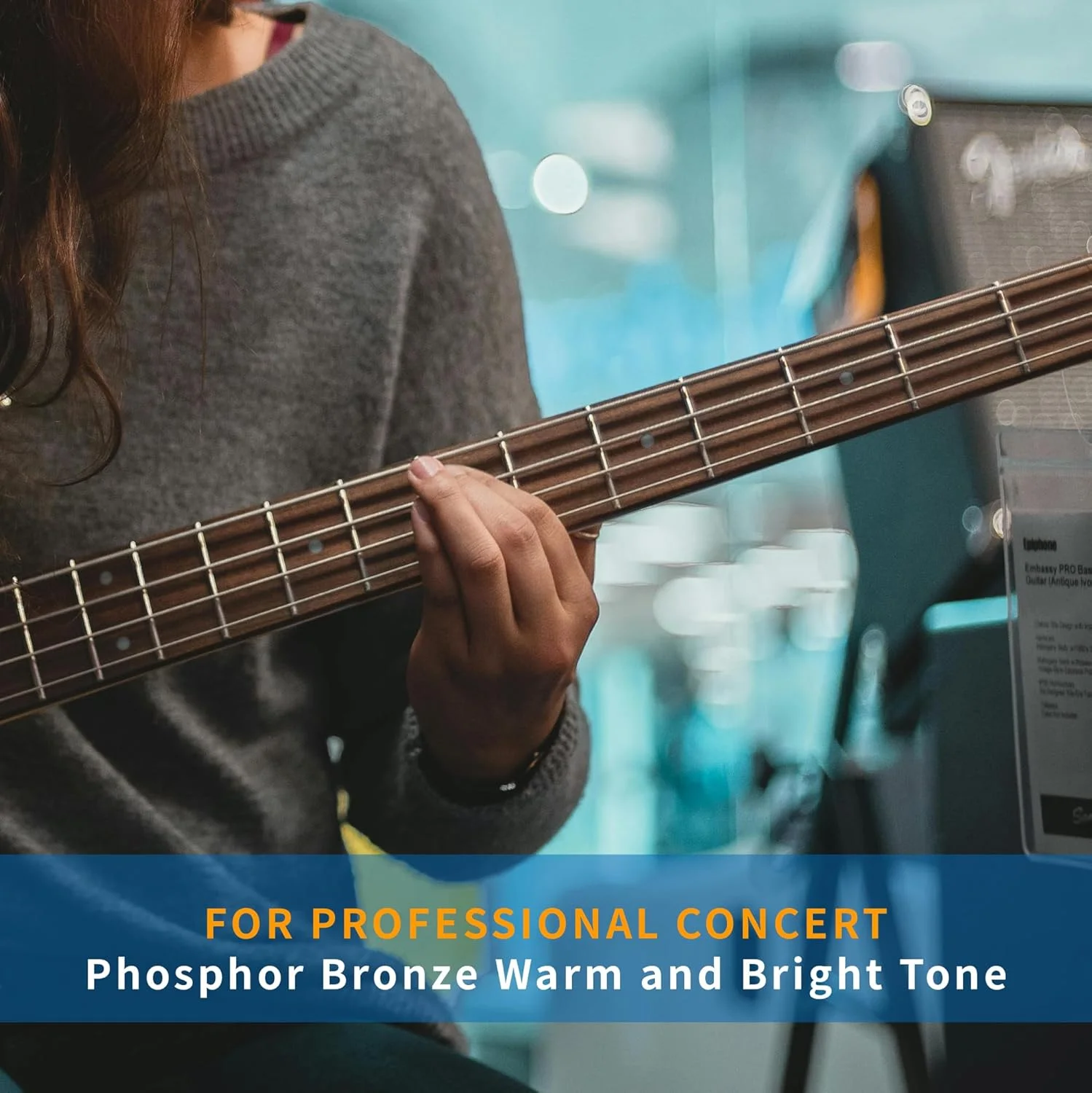 سیم های گیتار باس آکوستیک آلیس برای استفاده حرفه ای، مناسب برای گیتارهای باس آکوستیک 20 تا 24 فرت، پوشش نانو فسفر برنز، طراحی شده برای گیتارهای باس آکوستیک 34 اینچی 4 سیم، ضخامت متوسط 45-100