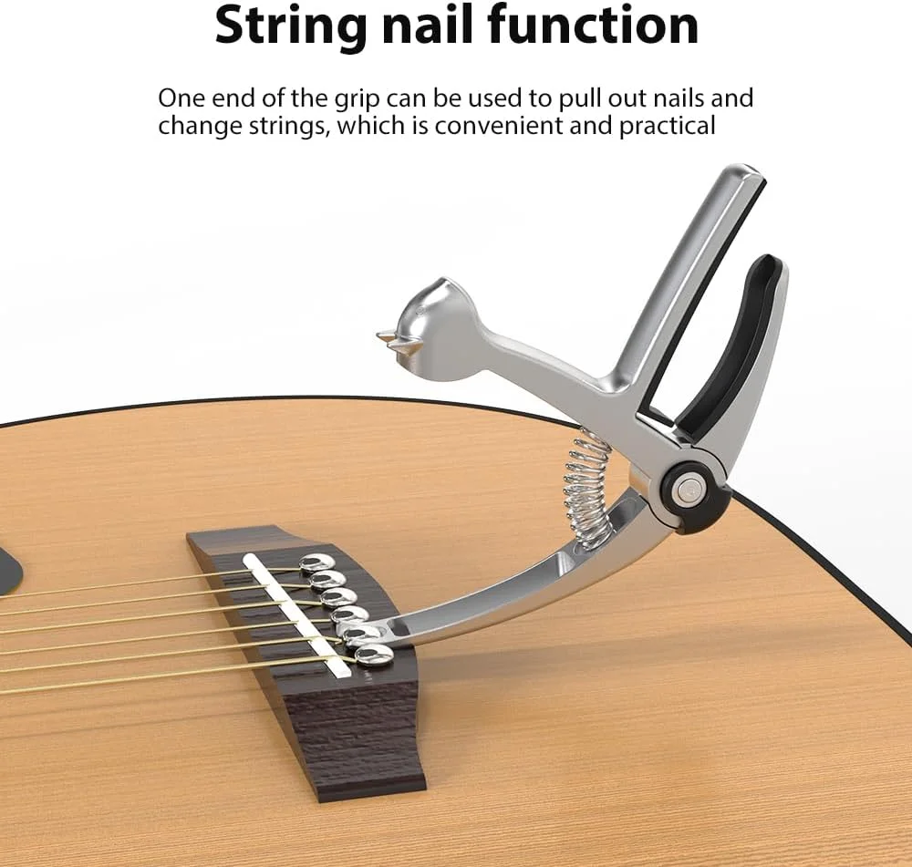 کوپو گیتار 5 در 1 Pepisky، کوپو گیتار آکوستیک، سیم چین، نگهدارنده پیک، پین کش، گیره انتقال، کوپو گیتار آلیاژی برای گیتارهای کلاسیک محلی، یوکللی، لوازم جانبی سازهای زهی باس