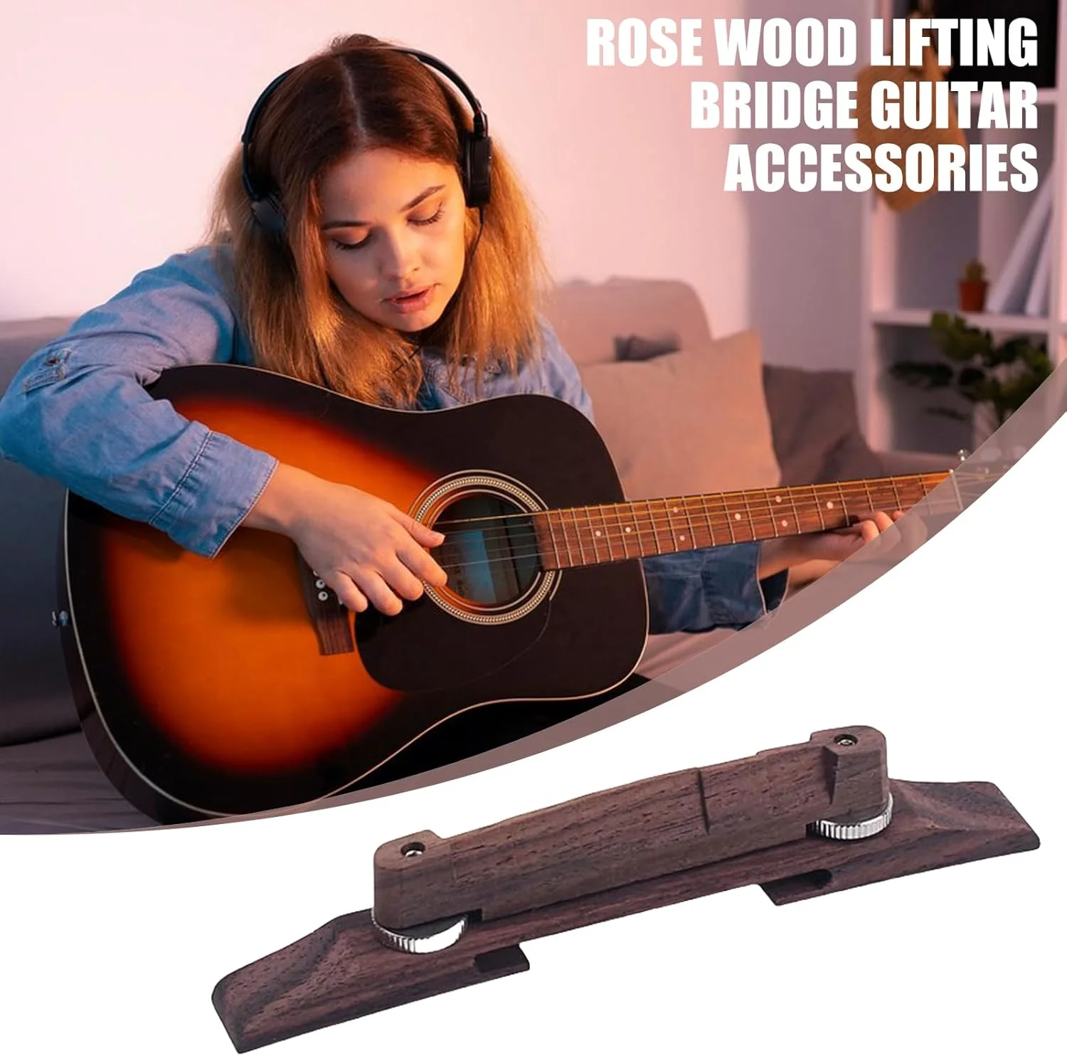 پل گیتار چوبی رزوود، چوب باس، ماندولین 6 سیم، قطعه جانبی، زین گیتار آکوستیک کلاسیک پل گیتار چوبی رزوود، چوب باس، ماندولین 6 سیم، قطعه جانبی، زین گیتار آکوستیک کلاسیک