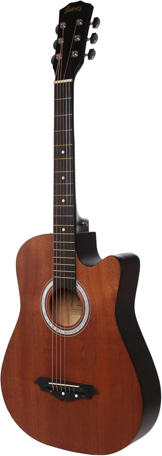گیتار آکوستیک 6 سیم Juarez JRZ38C/MAH سایز 38 اینچ کات اوی، مناسب دست راست، بدنه ماهون با کیف، سیم، پیک و بند