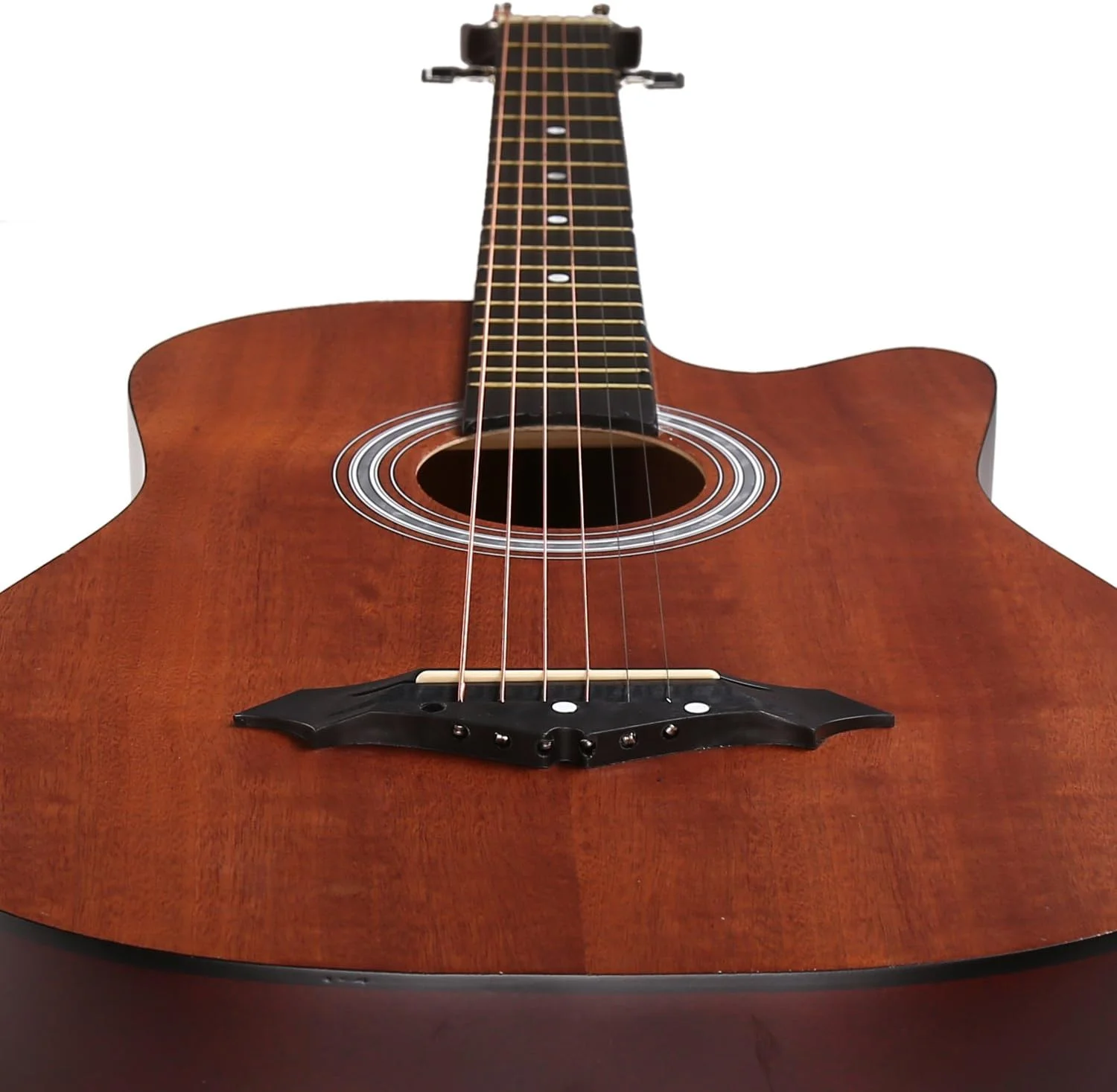 گیتار آکوستیک 6 سیم Juarez JRZ38C/MAH سایز 38 اینچ کات اوی، مناسب دست راست، بدنه ماهون با کیف، سیم، پیک و بند