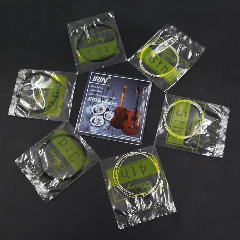 سیم گیتار، 6 عدد در هر مجموعه (0.028-0.043) سیم گیتار کلاسیک نایلونی دو رنگ با کشش معمولی