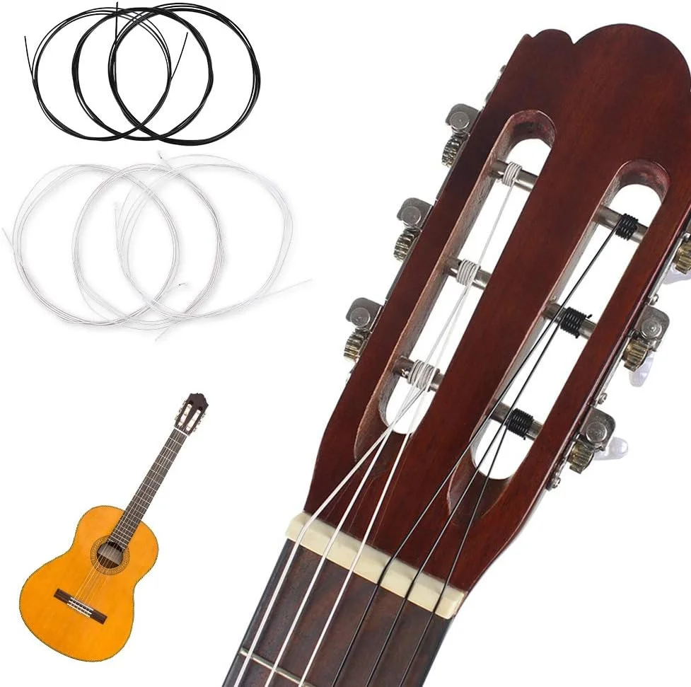 سیم گیتار Eujgoov، سیم گیتار کلاسیک، جنس نایلون بادوام برای دوستداران موسیقی کلاسیک (C103 نایلون سفید مشکی گیتار کلاسیک)