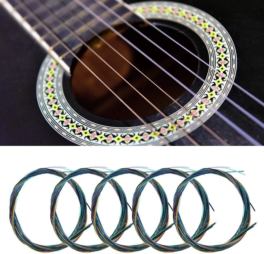 سیم گیتار نایلونی رنگی Cryfokt، سیم گیتار، آلیاژ مس با روکش رنگی برای نوازندگان حرفه ای و اجرای گیتار
