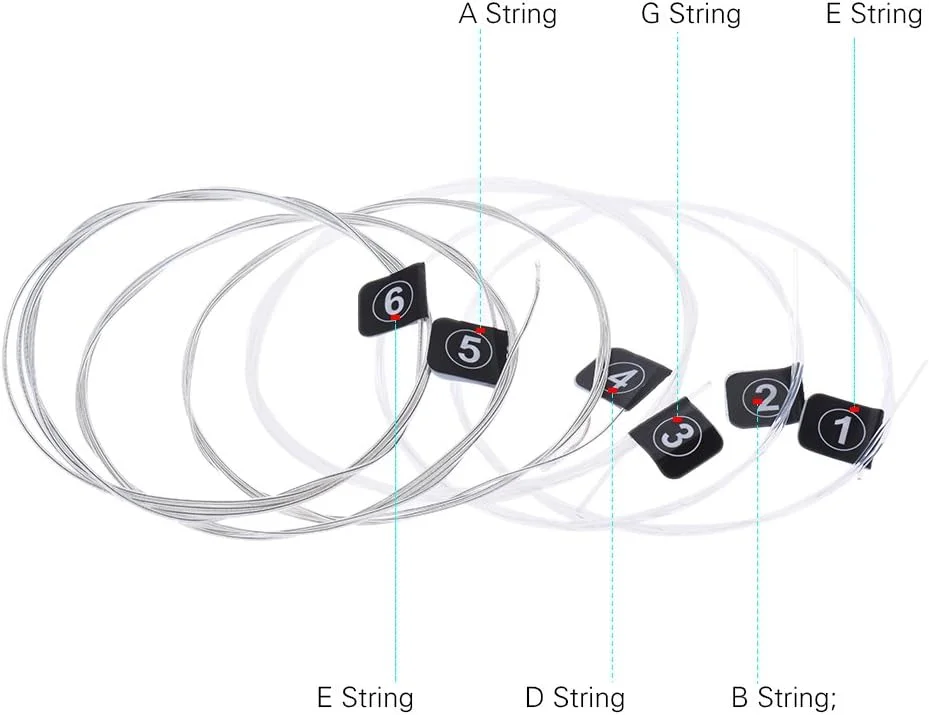 سیم گیتار کلاسیک NX36، سیم گیتار کلاسیک نایلونی NX36 مجموعه کامل 6 عددی جایگزین (0.028-.043) هسته نایلونی سیم روکش نقره ای کشش معمولی