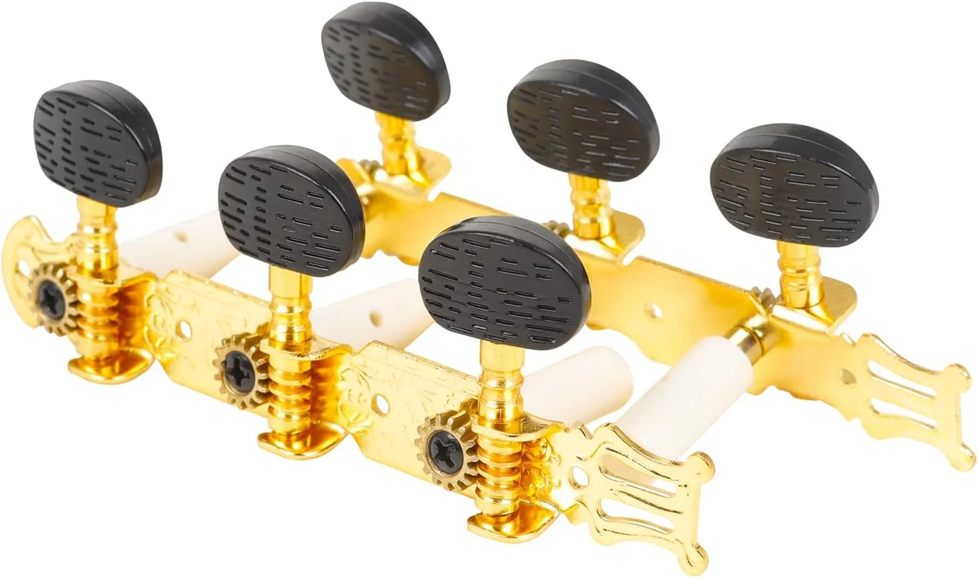 2 عدد دستگیره کوک گیتار کلاسیک طلایی مشکی، لوازم جانبی گیتار کلاسیک و فولک، 1 جفت چپ و راست 3L3R برای گیتار کلاسیک و فولک