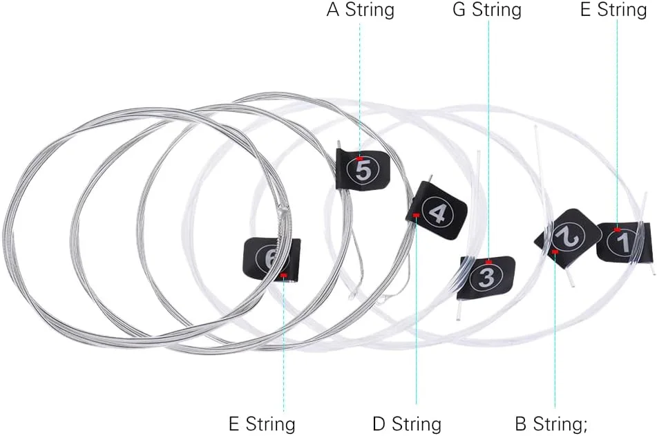 سیم گیتار کلاسیک NX35، سیم گیتار کلاسیک نایلونی NX35 مجموعه کامل 6 عددی جایگزین (0.028-.045) هسته نایلونی سیم روکش نقره ای کشش سخت