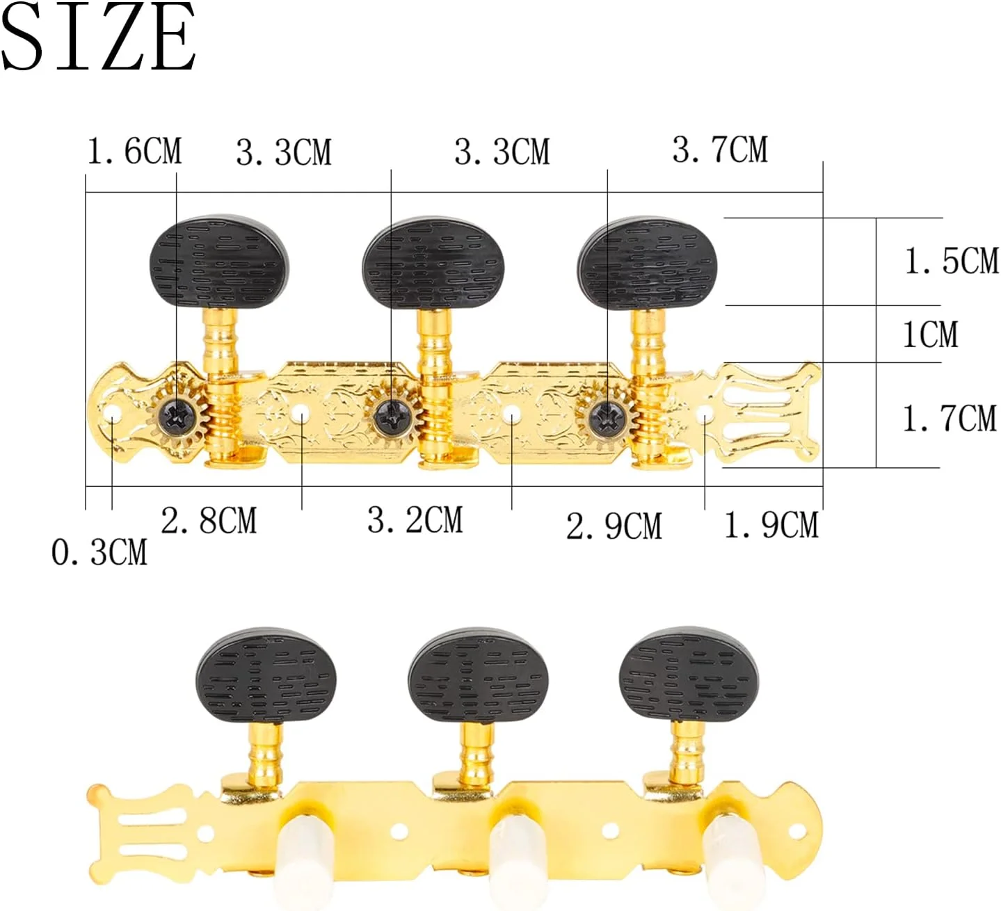 2 عدد دستگیره کوک گیتار کلاسیک طلایی مشکی، لوازم جانبی گیتار کلاسیک و فولک، 1 جفت چپ و راست 3L3R برای گیتار کلاسیک و فولک 2 عدد دستگیره کوک گیتار کلاسیک طلایی مشکی، لوازم جانبی گیتار کلاسیک و فولک، 1 جفت چپ و راست 3L3R برای گیتار کلاسیک و فولک