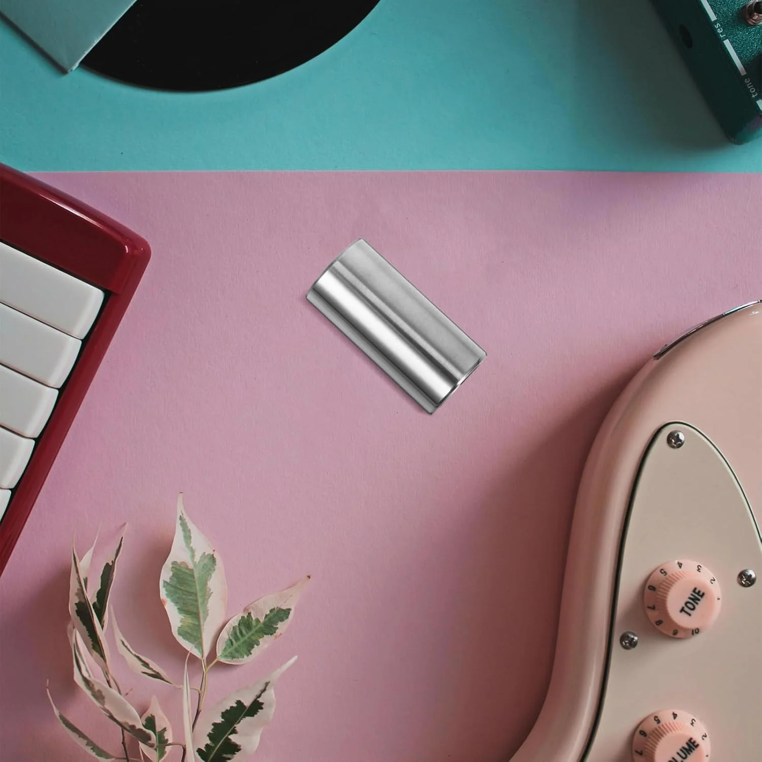 اسلایدهای گیتار SUPVOX: 2 عدد اسلاید 51 میلی متری شیشه ای و استیل ضد زنگ - گردنه متوسط ​​برای گیتارهای آکوستیک الکتریک باس (شفاف و نقره ای)