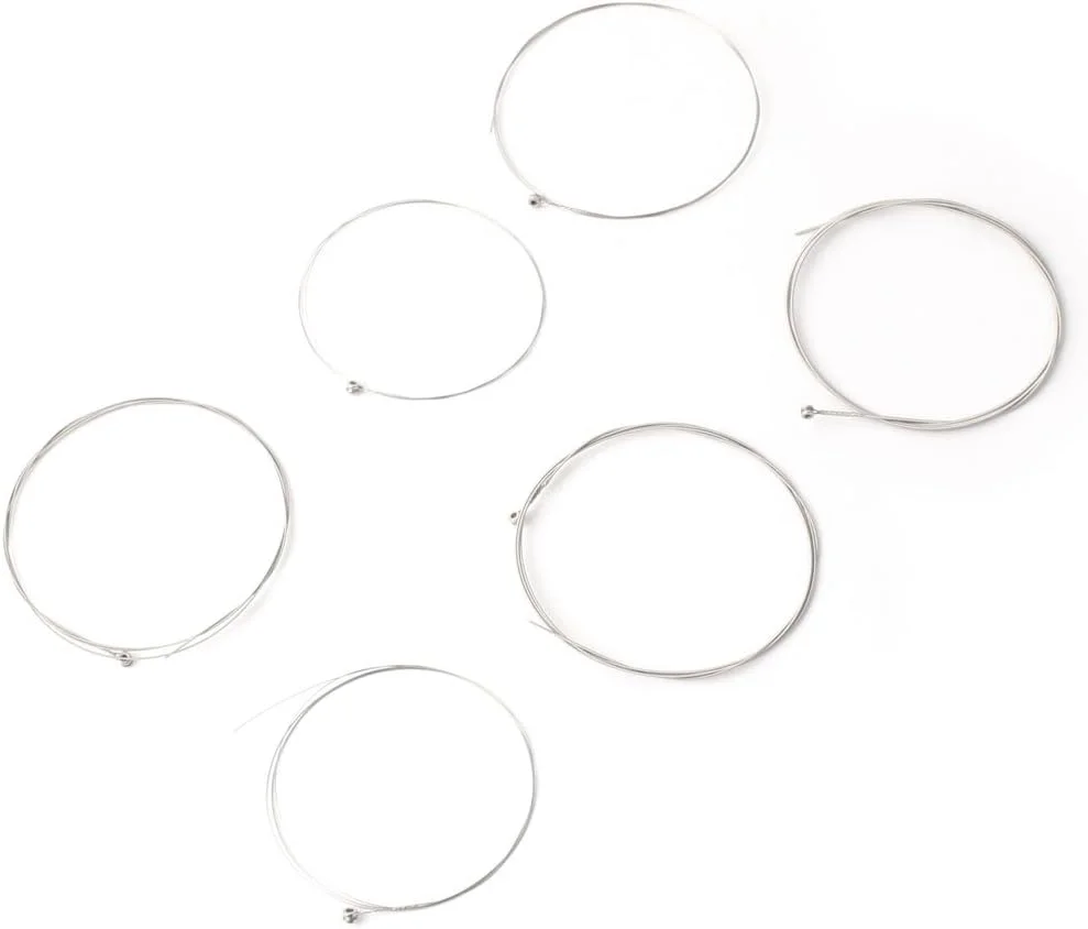 6 عدد سیم گیتار آکوستیک الکتریکی، قطعه یدکی، رنگ نقره ای