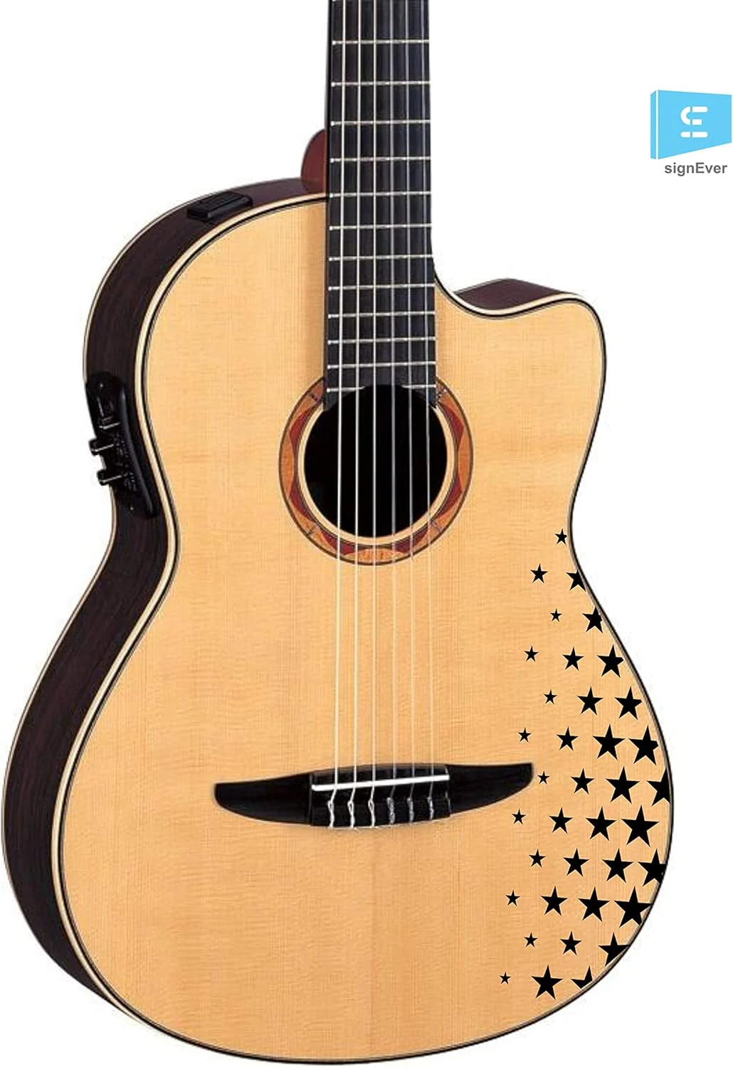 برچسب گیتار مناسب برای فرت بورد گیتار آکوستیک و الکتریک، دیوار اتاق خواب، طرح ستاره مشکی، ابعاد 9.5 در 25.5 سانتی متر