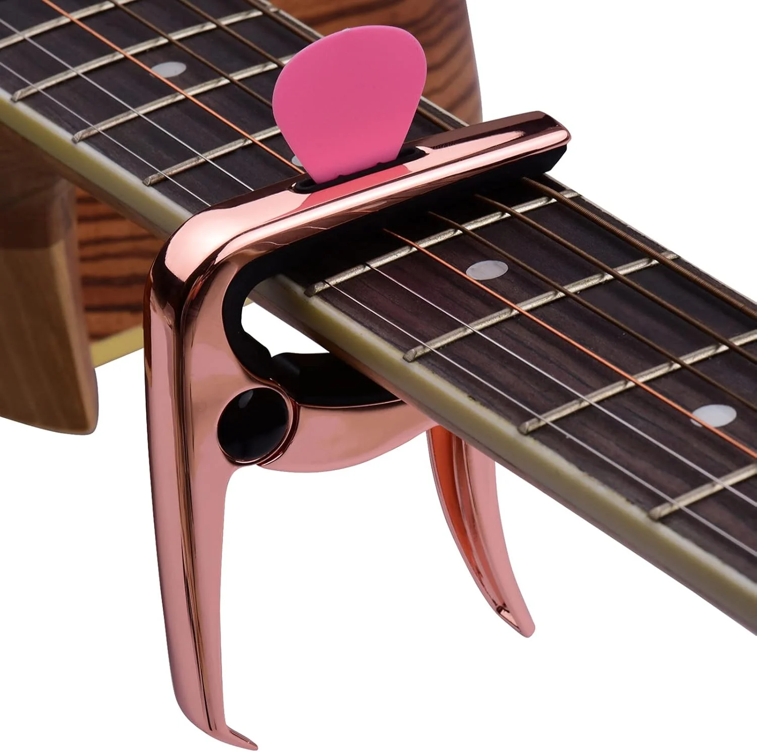 TC-02 کاپوی گیتار چند منظوره آلیاژ روی با پین کش پل، جای پیک گیتار و 3 عدد پیک گیتار برای گیتارهای آکوستیک الکتریک و باس