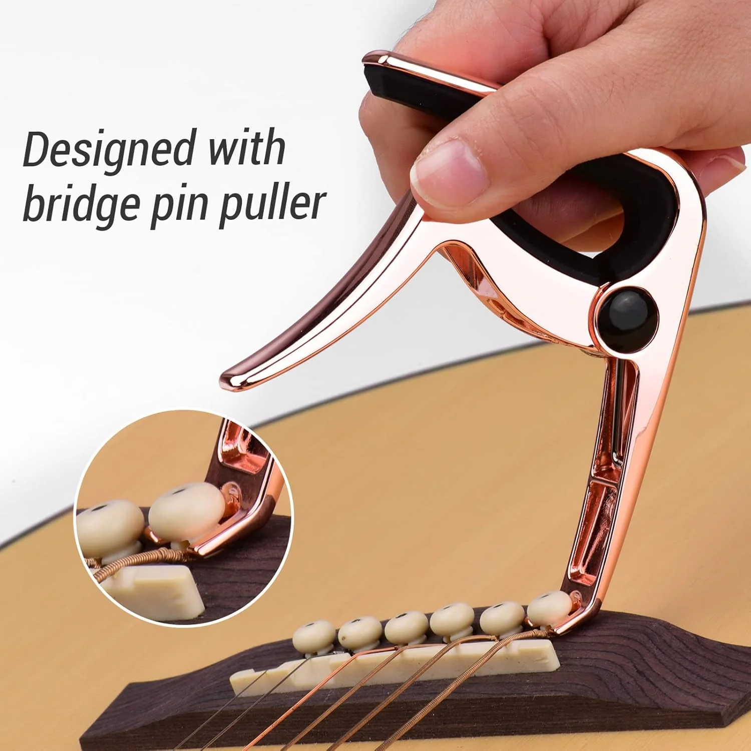 TC-02 کاپوی گیتار چند منظوره آلیاژ روی با پین کش پل، جای پیک گیتار و 3 عدد پیک گیتار برای گیتارهای آکوستیک الکتریک و باس