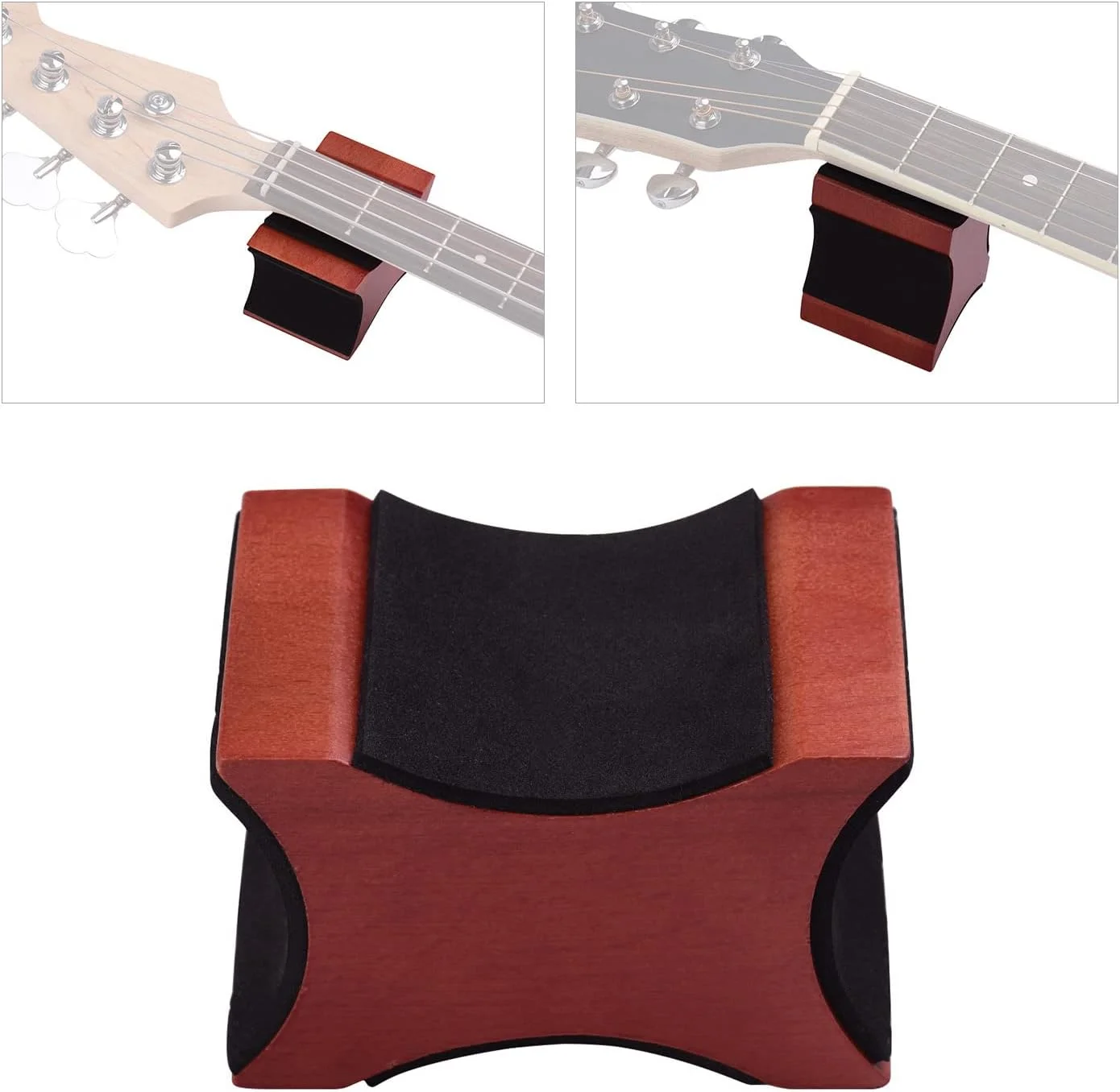 نگهدارنده گردن گیتار Joleritc، جنس چوب ماهون، دو ارتفاع قابل استفاده، ابزار لوتیر برای گیتار الکتریک، آکوستیک، گیتار باس و ماندولین نگهدارنده گردن گیتار Joleritc، جنس چوب ماهون، دو ارتفاع قابل استفاده، ابزار لوتیر برای گیتار الکتریک، آکوستیک، گیتار باس و ماندولین