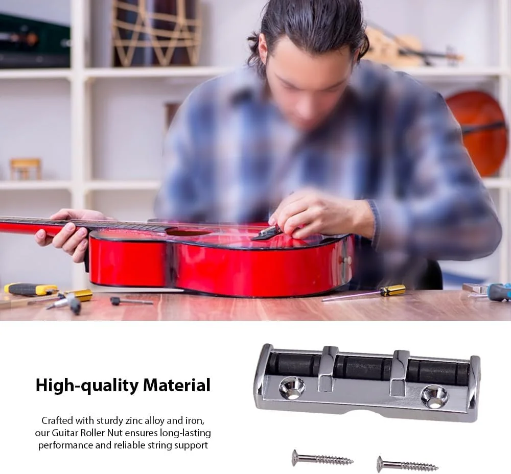سردسته غلتکی گیتار 6 سیم Joleritc 43 میلی متری به همراه پیچ برای گیتار آکوستیک الکتریک، نصب آسان، جنس آلیاژ روی و آهن