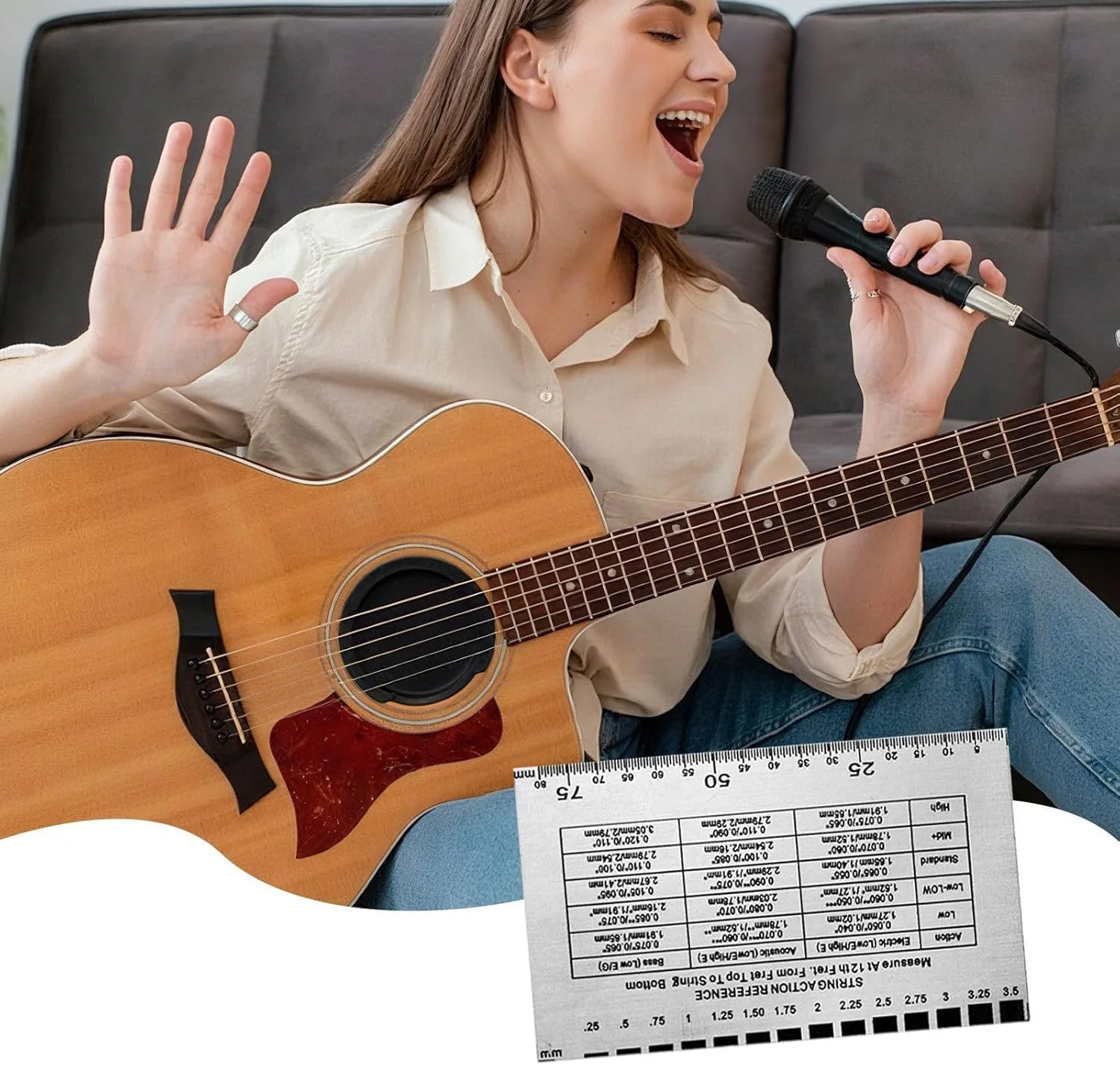 ابزار اندازه گیری اکشن سیم گیتار | ابزار گیتار الکتریک - ابزار چند منظوره تنظیم اکشن سیم برای گیتار الکتریک آکوستیک مسافرتی فضای باز خانه ابزار اندازه گیری اکشن سیم گیتار | ابزار گیتار الکتریک - ابزار چند منظوره تنظیم اکشن سیم برای گیتار الکتریک آکوستیک مسافرتی فضای باز خانه