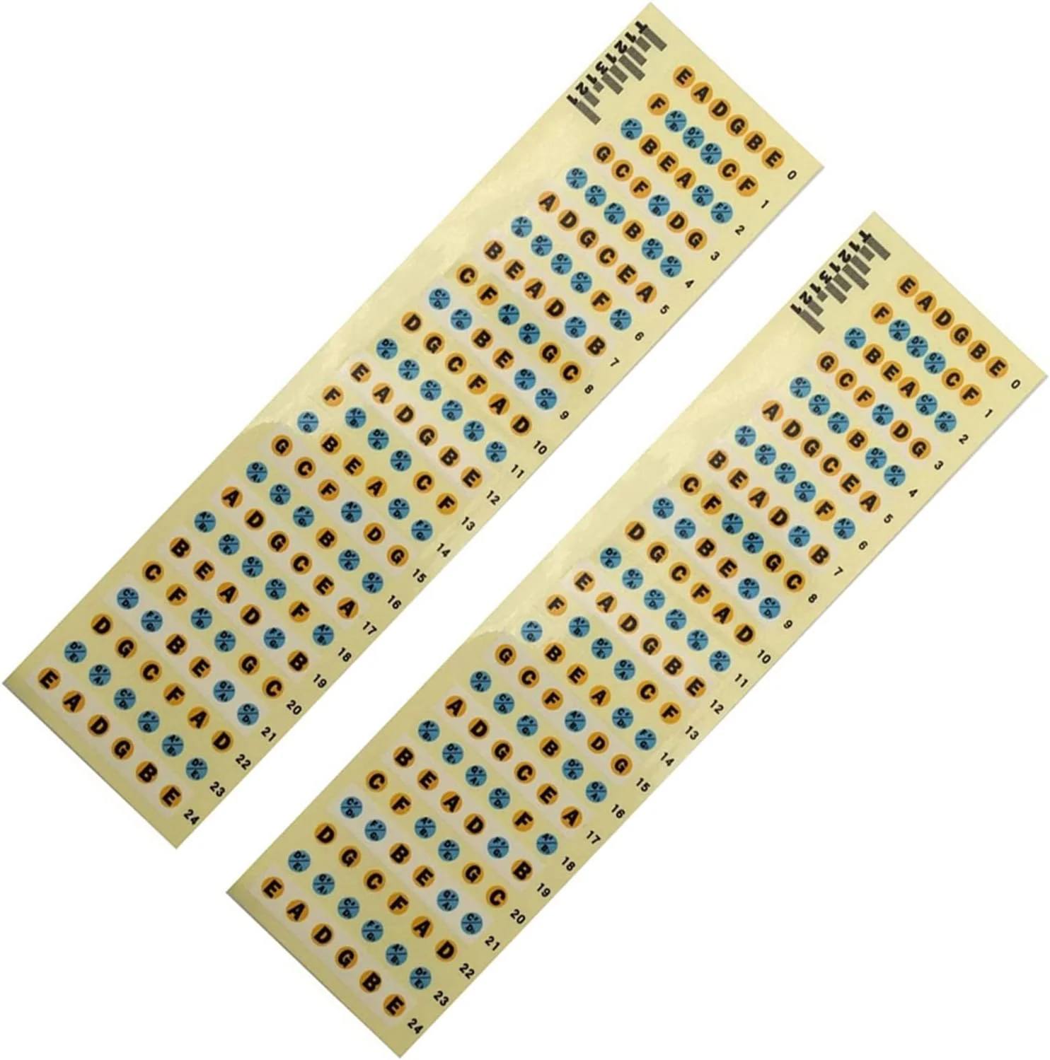 2 عدد برچسب نت های فرت برد گیتار، نقشه فرت ها برای تمرین نوازندگان مبتدی، مناسب برای گیتار آکوستیک و الکتریک 6 سیم