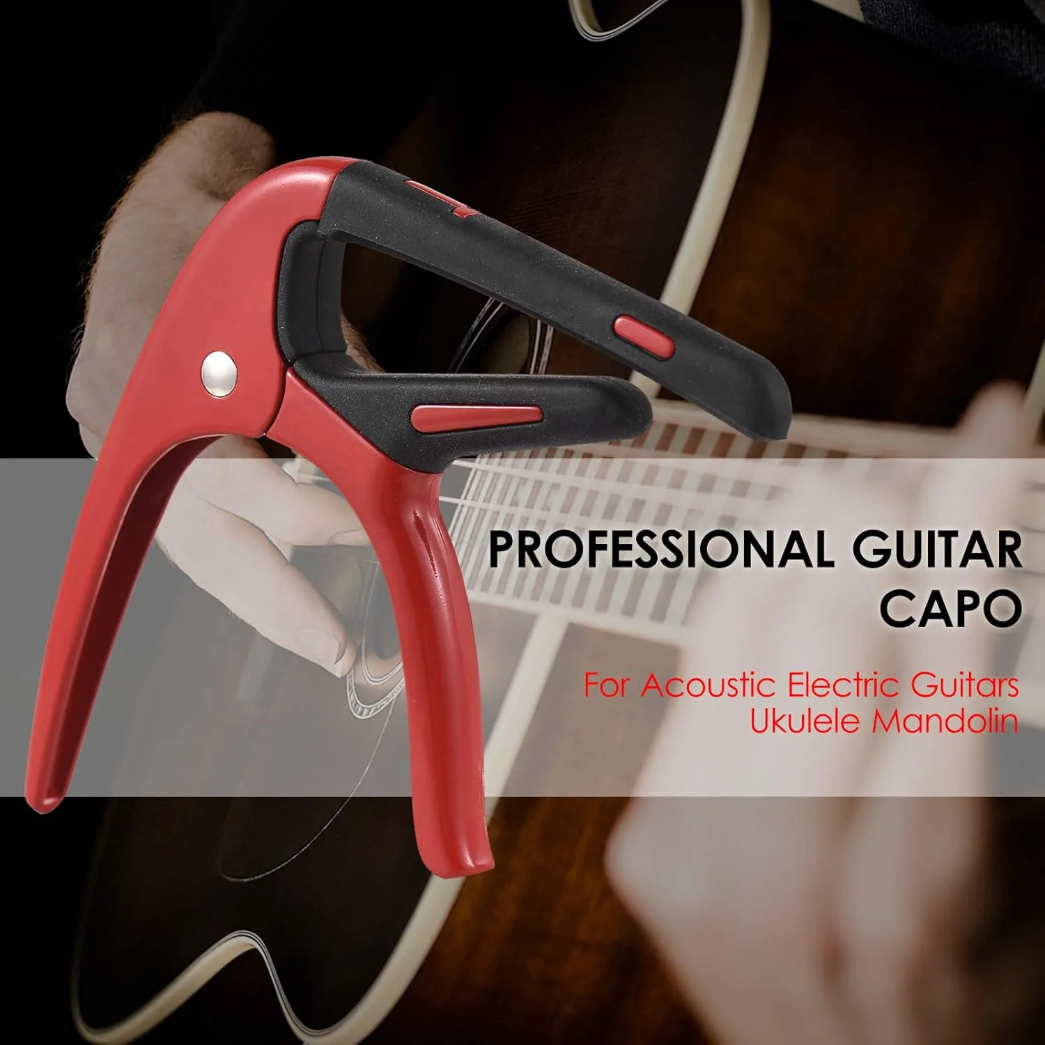 کوپوی گیتار آلیاژ روی قابل حمل Fawoonu به همراه پیک گیتار برای گیتارهای آکوستیک، الکتریک، یوکللی و ماندولین کوپوی گیتار آلیاژ روی قابل حمل Fawoonu به همراه پیک گیتار برای گیتارهای آکوستیک، الکتریک، یوکللی و ماندولین